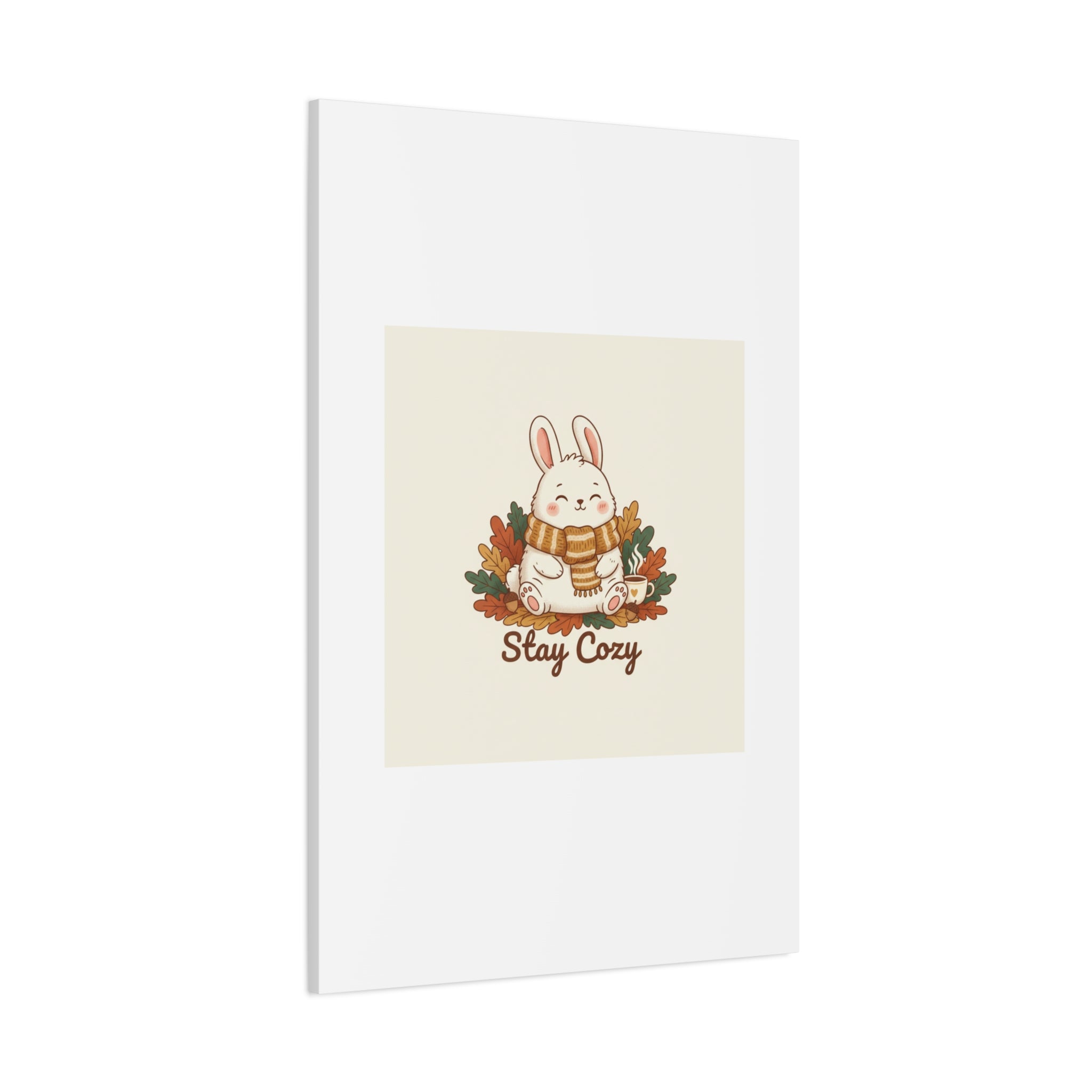 Cozy Bunny Illustration Canvas | Cute Critter Winter Forest Art