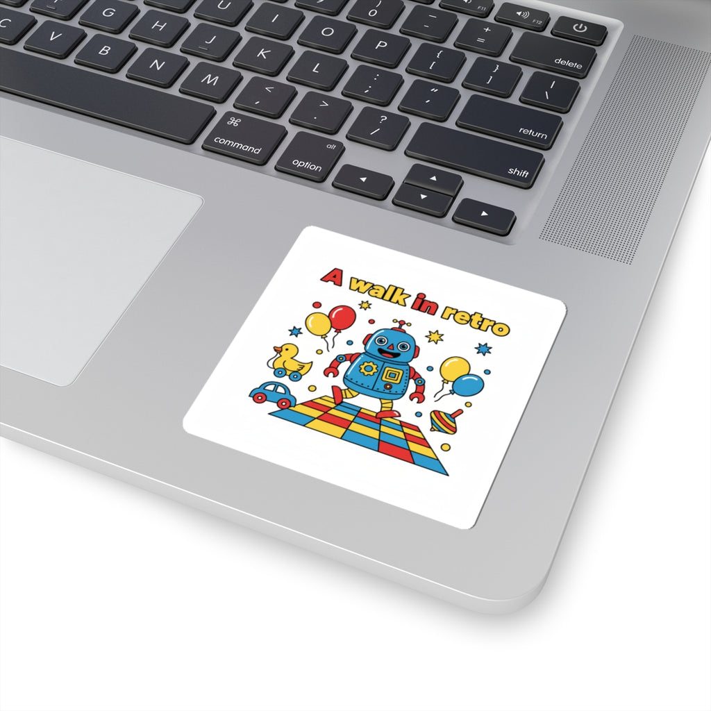 Retro Toy Robot Sticker | Throwback Kid, Primary Color Nostalgia