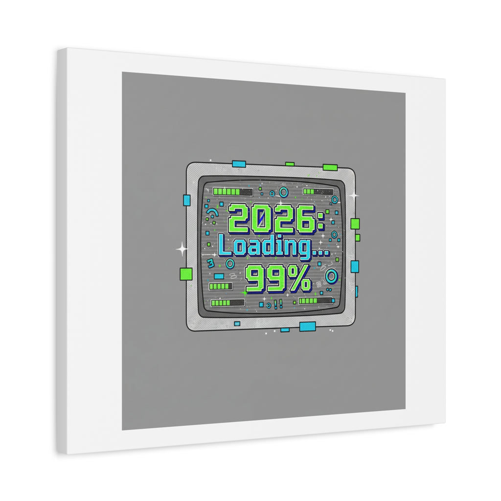 2026 Loading 99% Canvas | NYE countdown, retro system interface