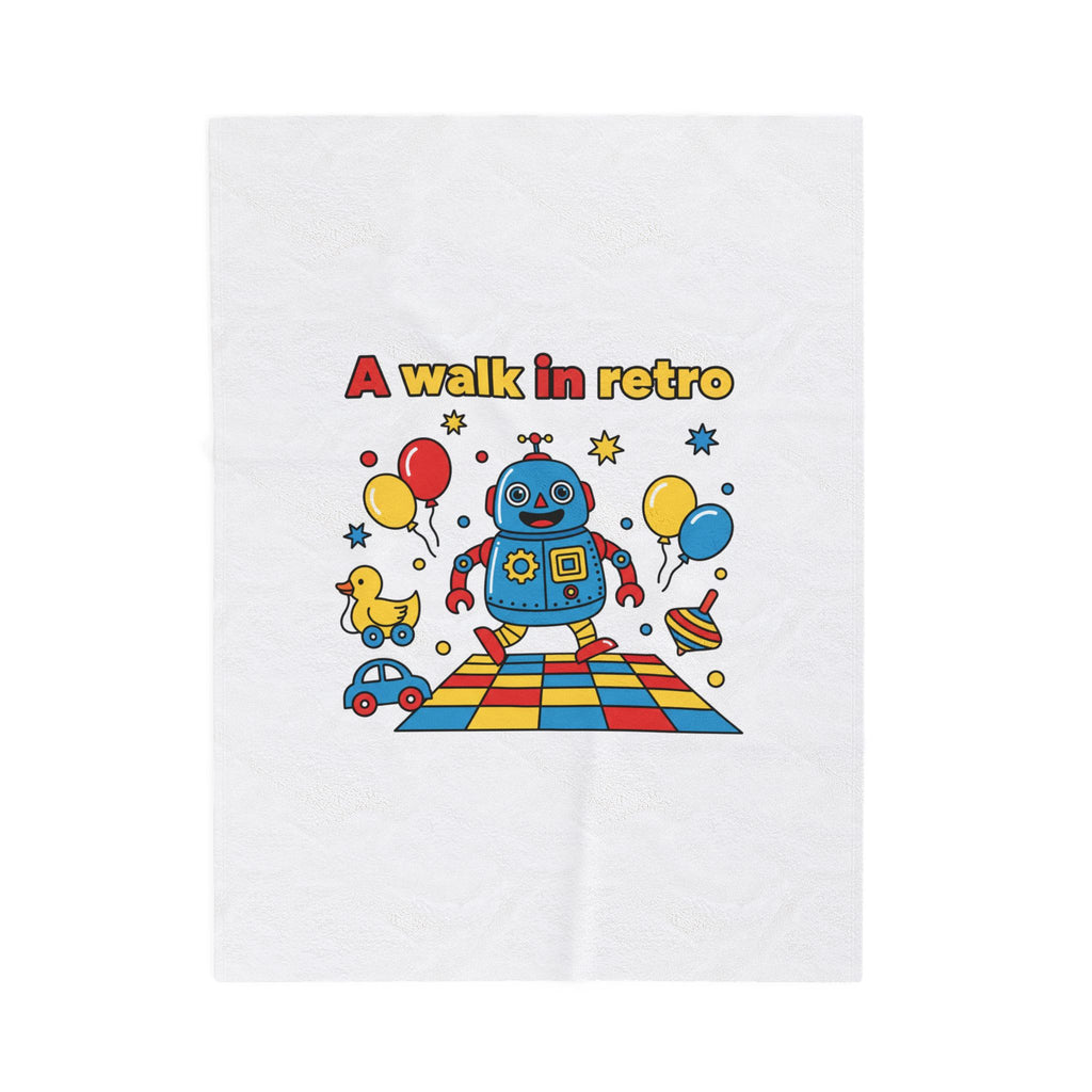 Retro Toy Robot Plush Blanket | Throwback Kid primary color nostalgia