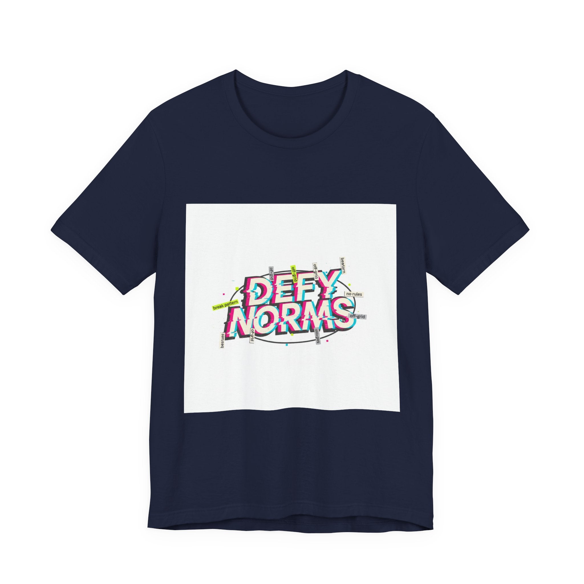 Defy Norms glitch font tee | anti-aesthetic, chaotic design shirt