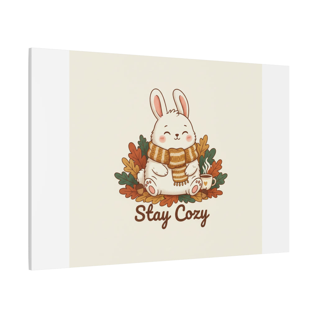 Cozy Bunny Illustration Canvas | Cute Critter Winter Forest Art