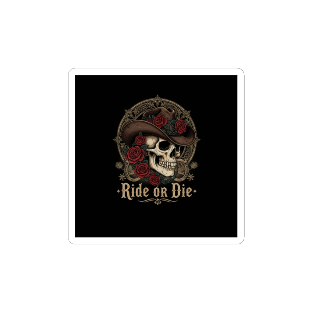 Western skull art Kiss-Cut Sticker | gothic Americana, desert noir