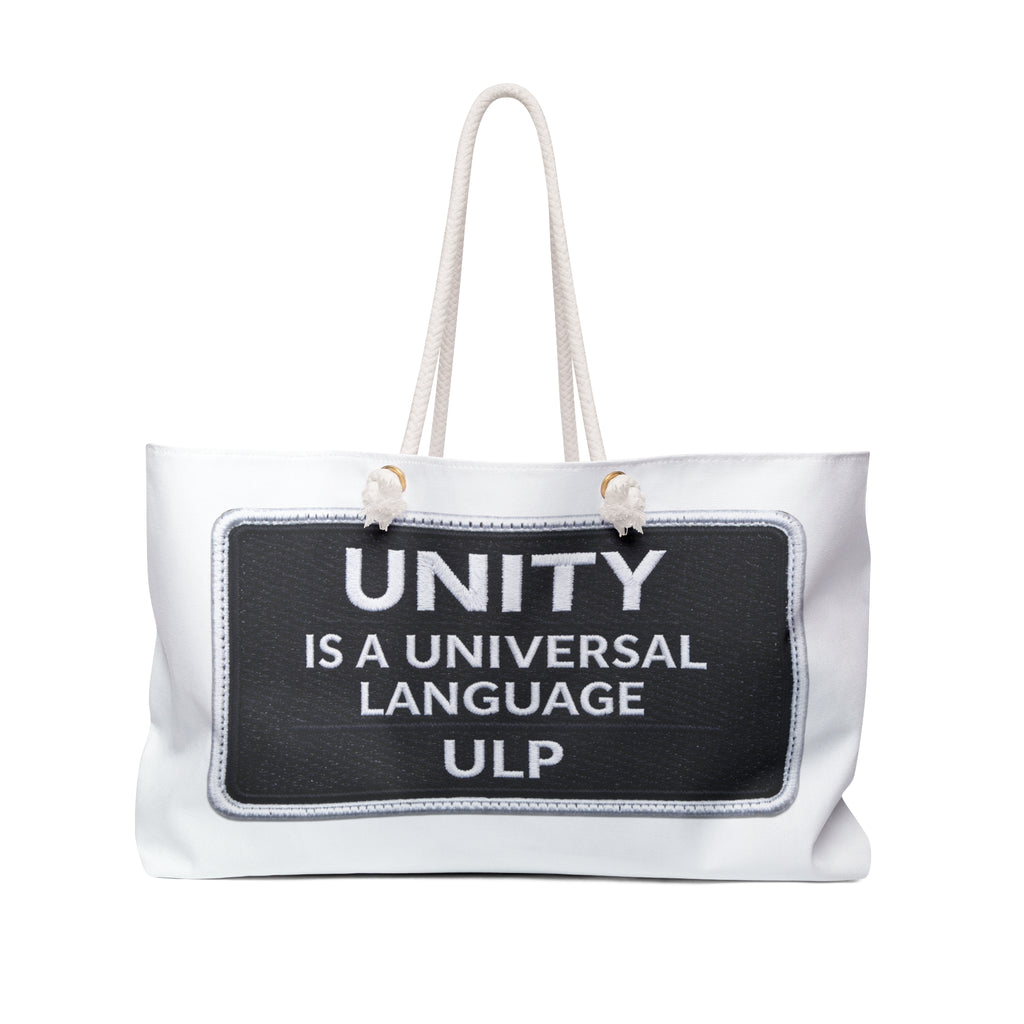Unity Weekender Bag — "Unity Is A Universal Language" Canvas Travel Tote