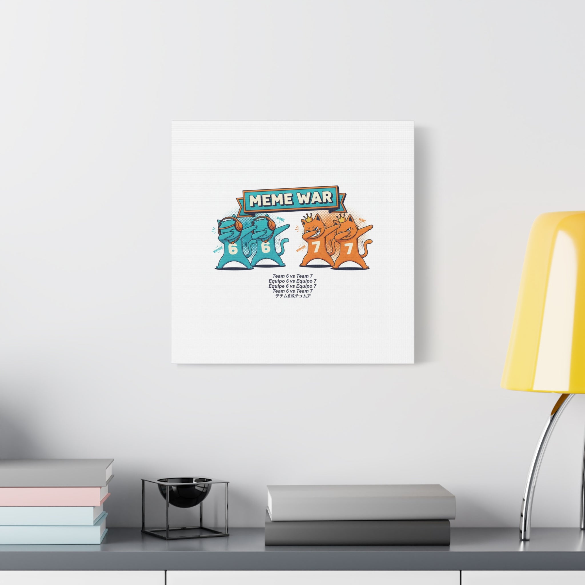 Meme War: Six vs. Seven Canvas Wall Art
