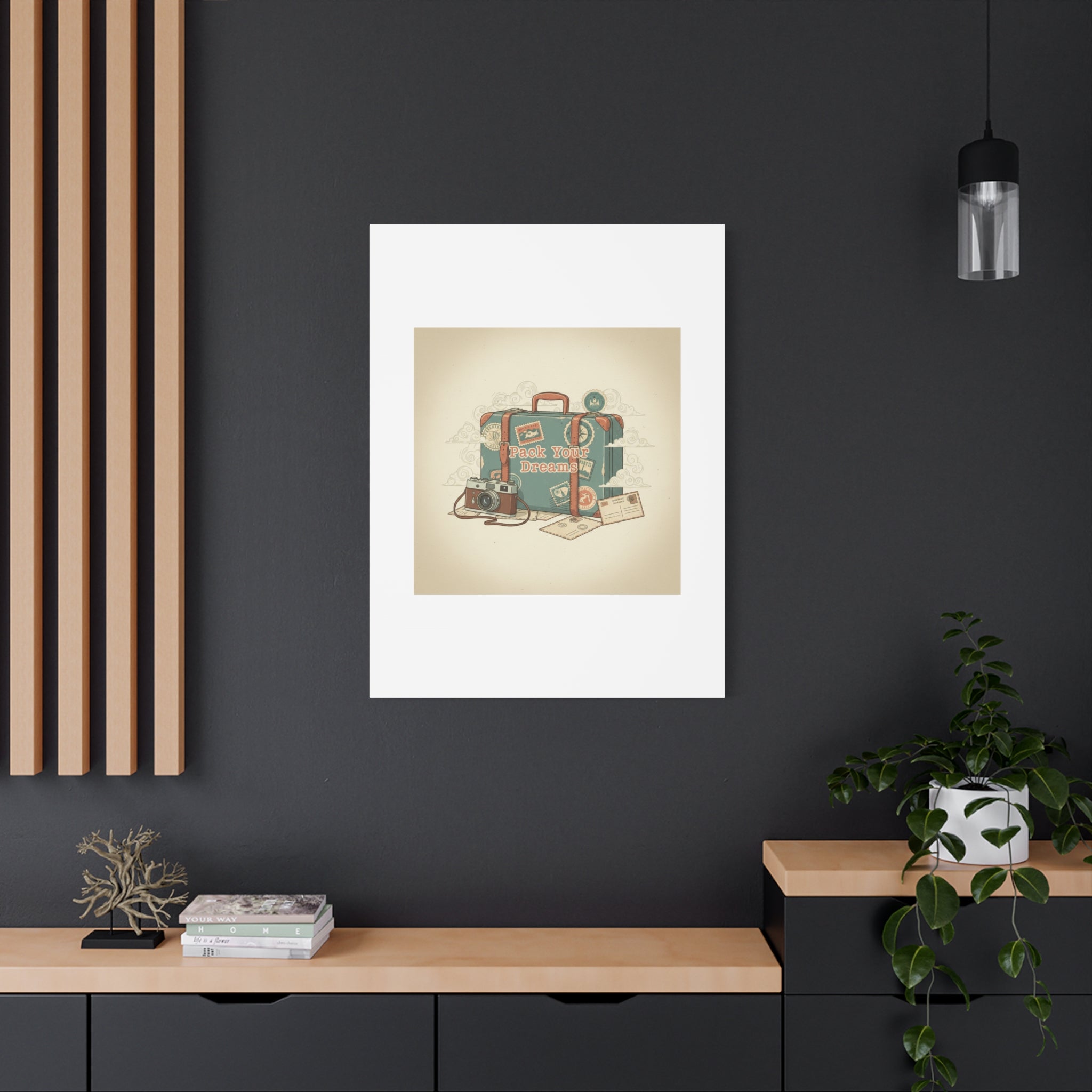 Pack Your Dreams Canvas | Retro Travel Postcard, Wanderlust Passport Stamp Art