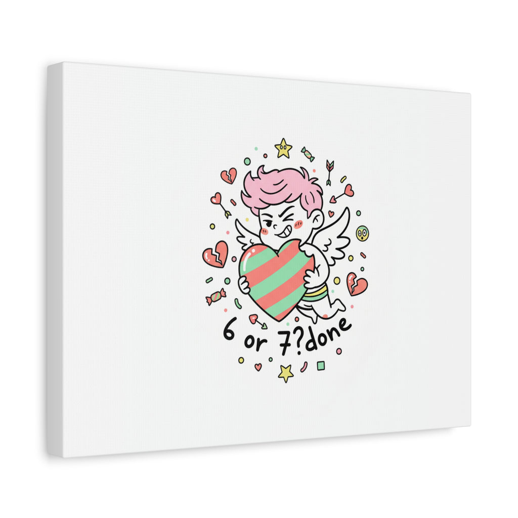 Weird Cupid heart illustration Canvas | Weird Valentine, quirky chaotic love