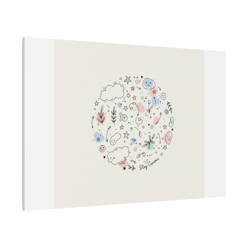 Doodle Circle Line Drawing Matte Canvas, Hand-Drawn Sketch Art