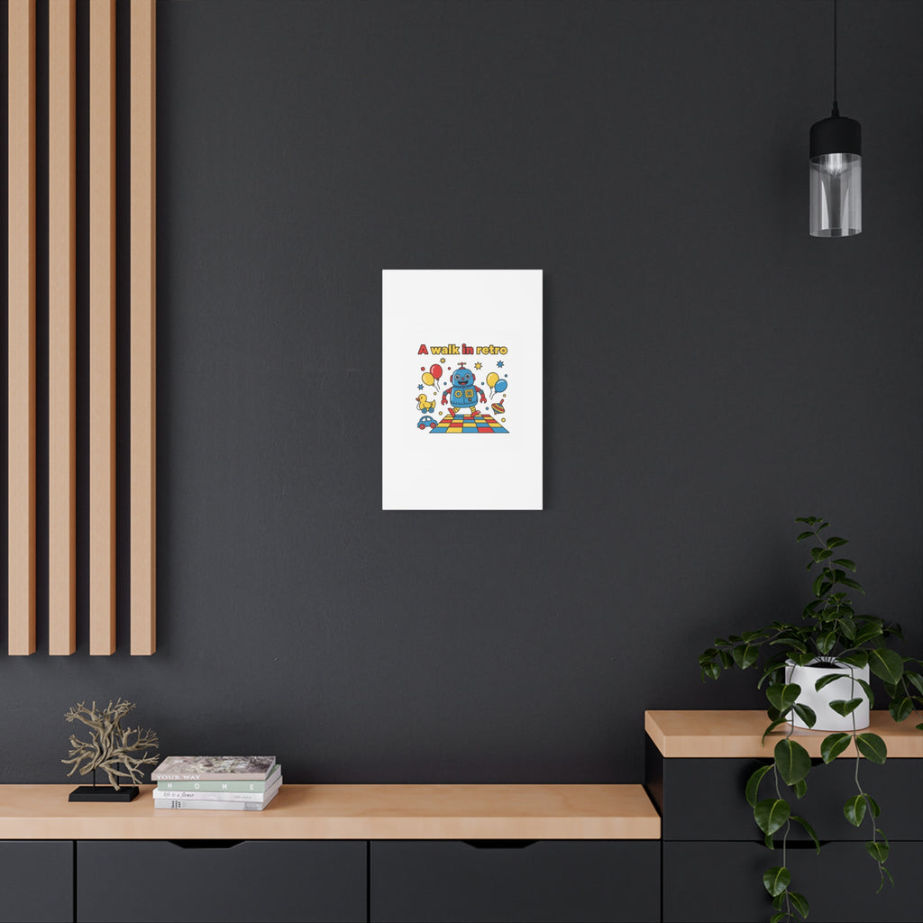 Retro Toy Robot Canvas | Throwback Kid, Primary Color Nostalgia