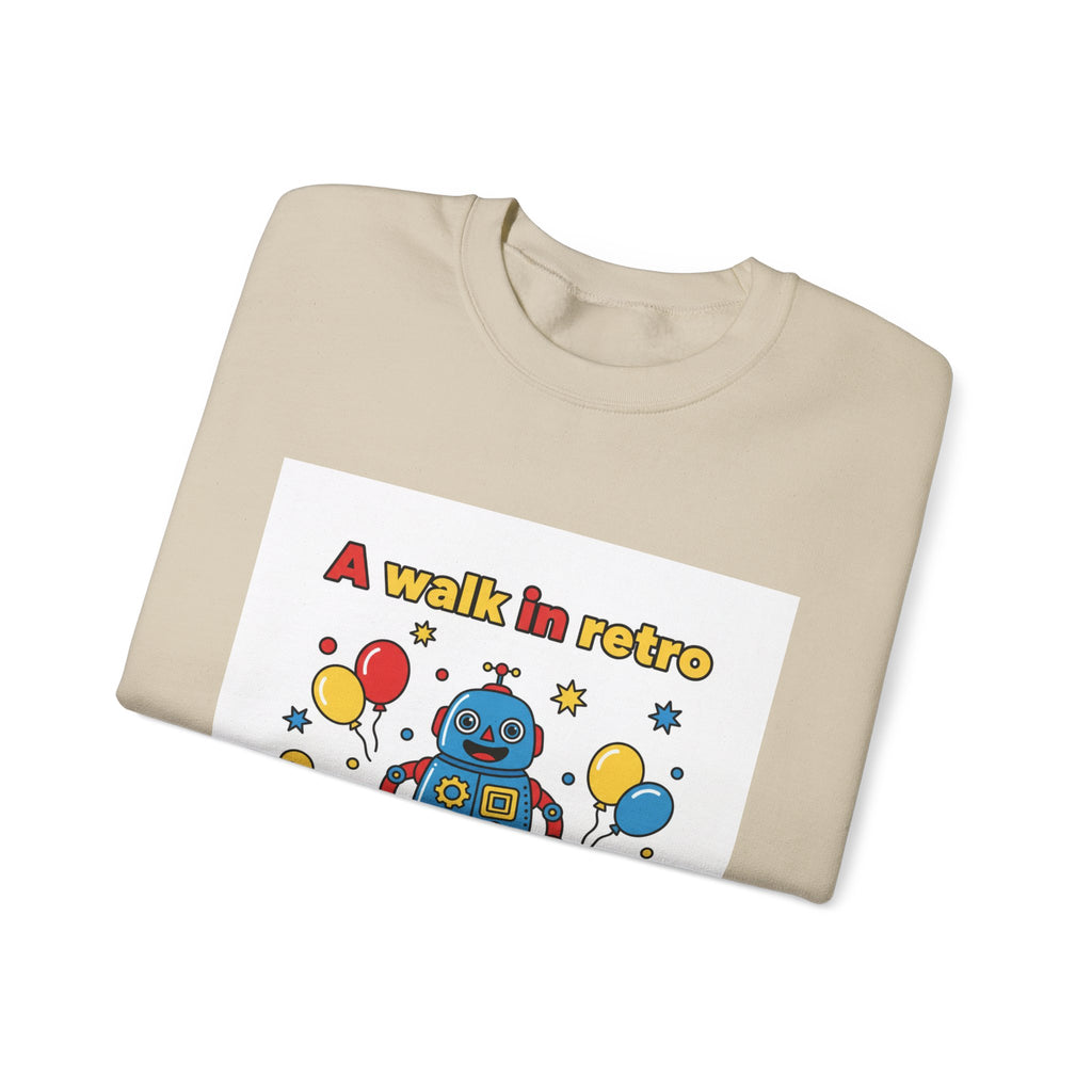 Retro Toy Robot Crewneck Sweatshirt | Throwback Kid, Primary Color Retro