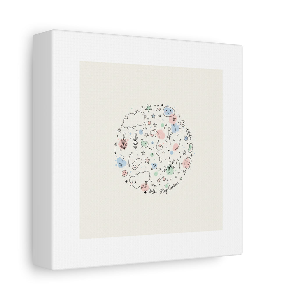 Doodle Circle Line Drawing Matte Canvas, Hand-Drawn Sketch Art