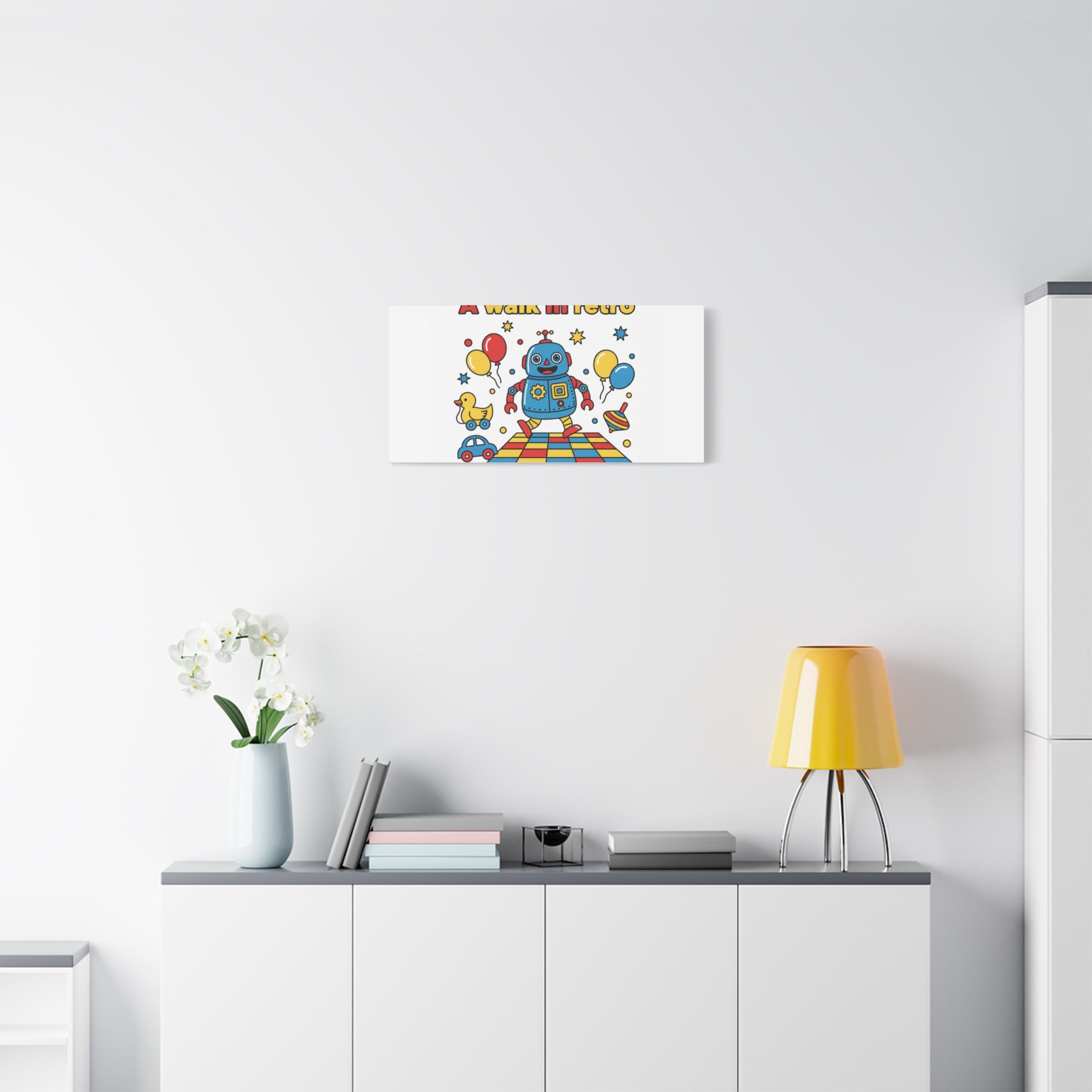 Retro Toy Robot Canvas | Throwback Kid, Primary Color Nostalgia