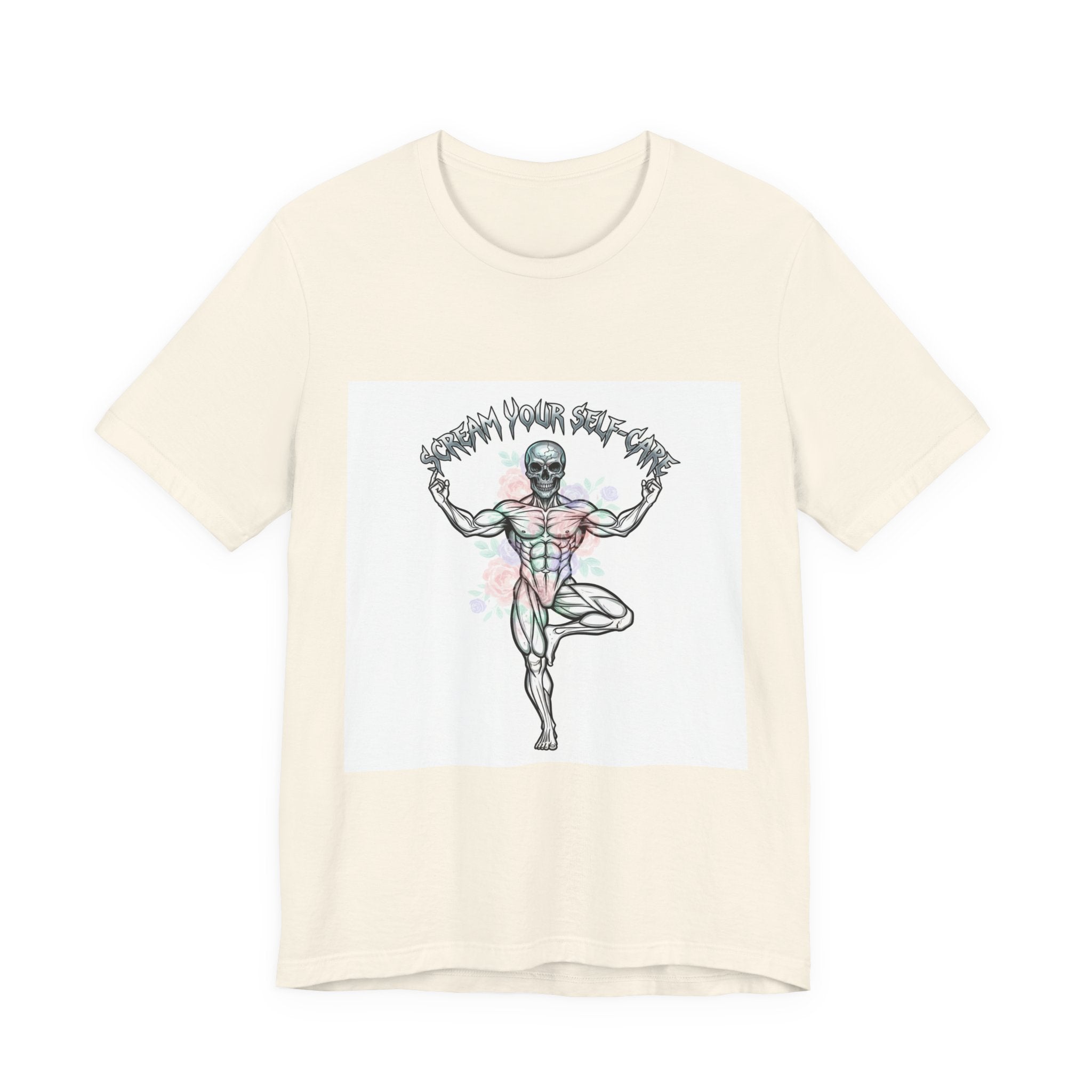 Hard Rock Motivational Skull Yoga Tee | metal font shirt, gothic wellness quote
