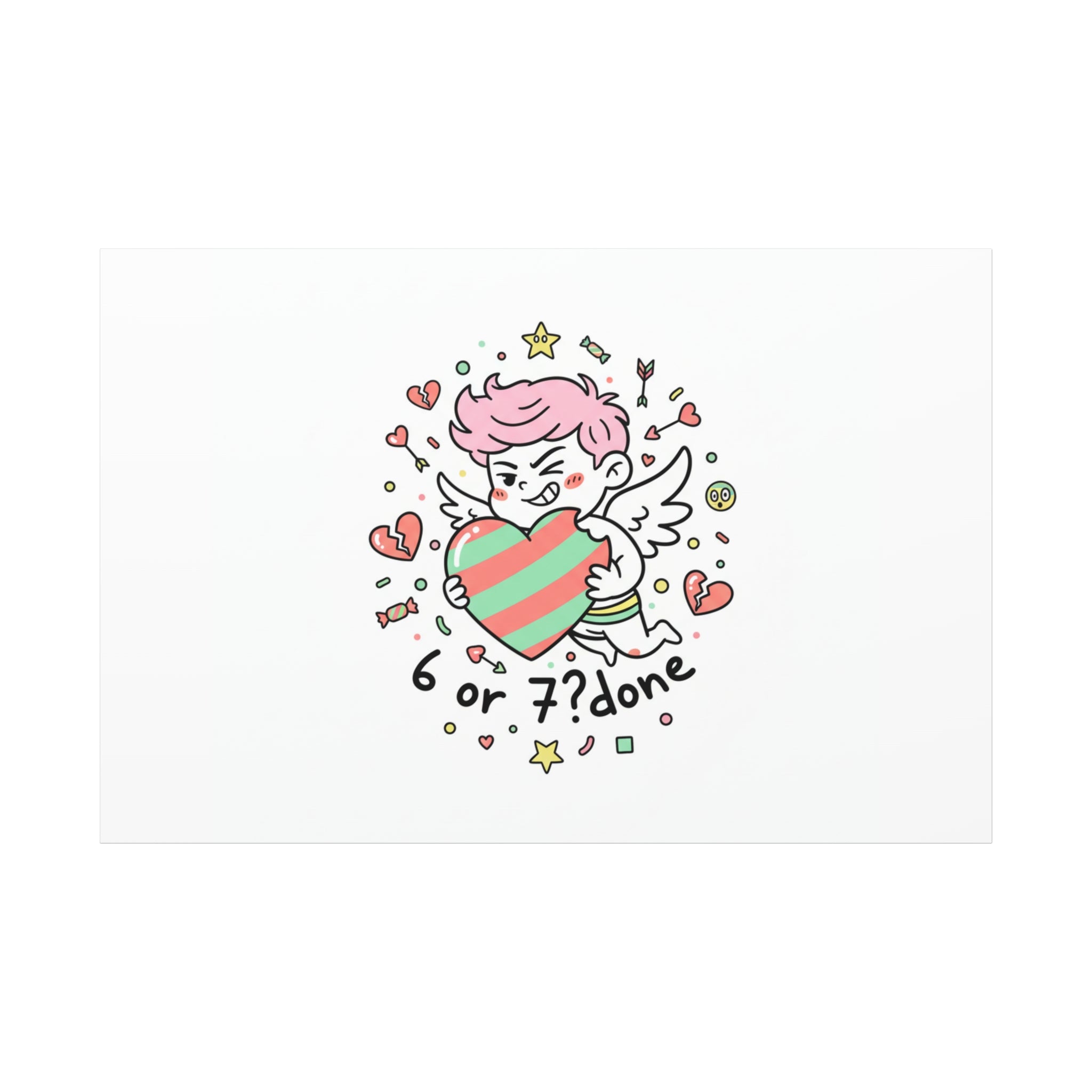 Weird Cupid heart illustration Canvas | Weird Valentine, quirky chaotic love