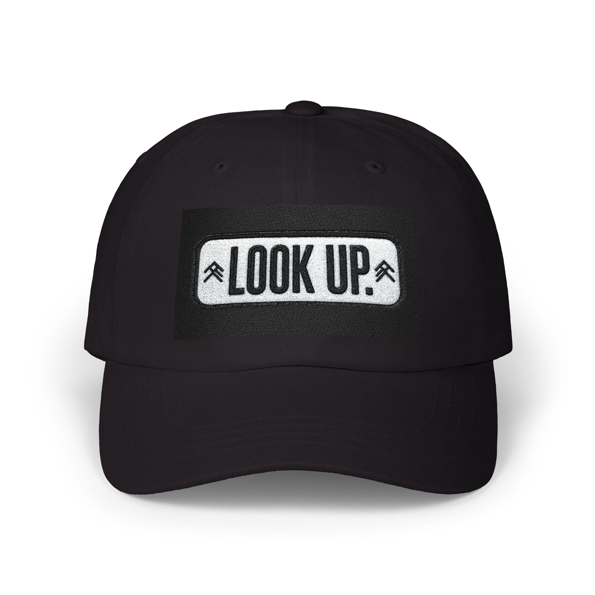 Look Up Embroidered Dad Cap — Minimalist White Baseball Hat