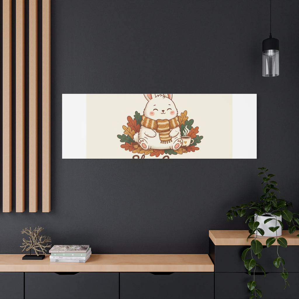 Cozy Bunny Illustration Canvas | Cute Critter Winter Forest Art