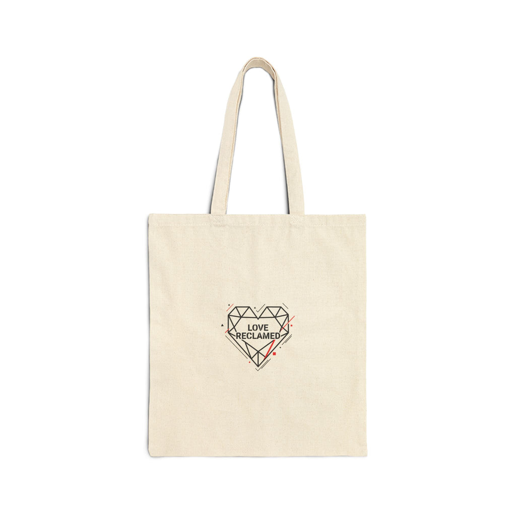 Geometric Chain Heart Tote | minimalist love icon, punk heart canvas