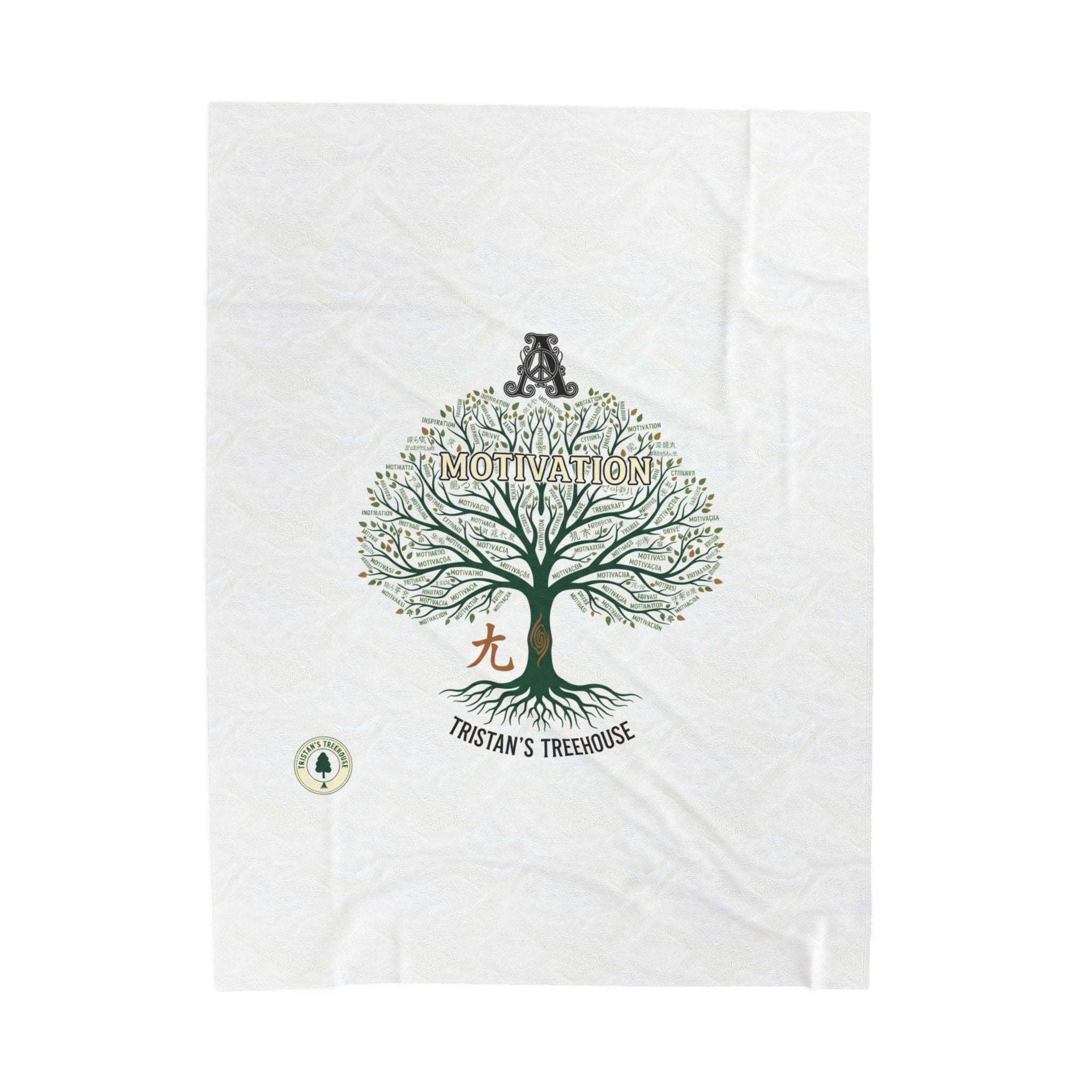 Handwritten Tree Doodle Velveteen Plush Blanket | sketch aesthetic, cozy handwritten message
