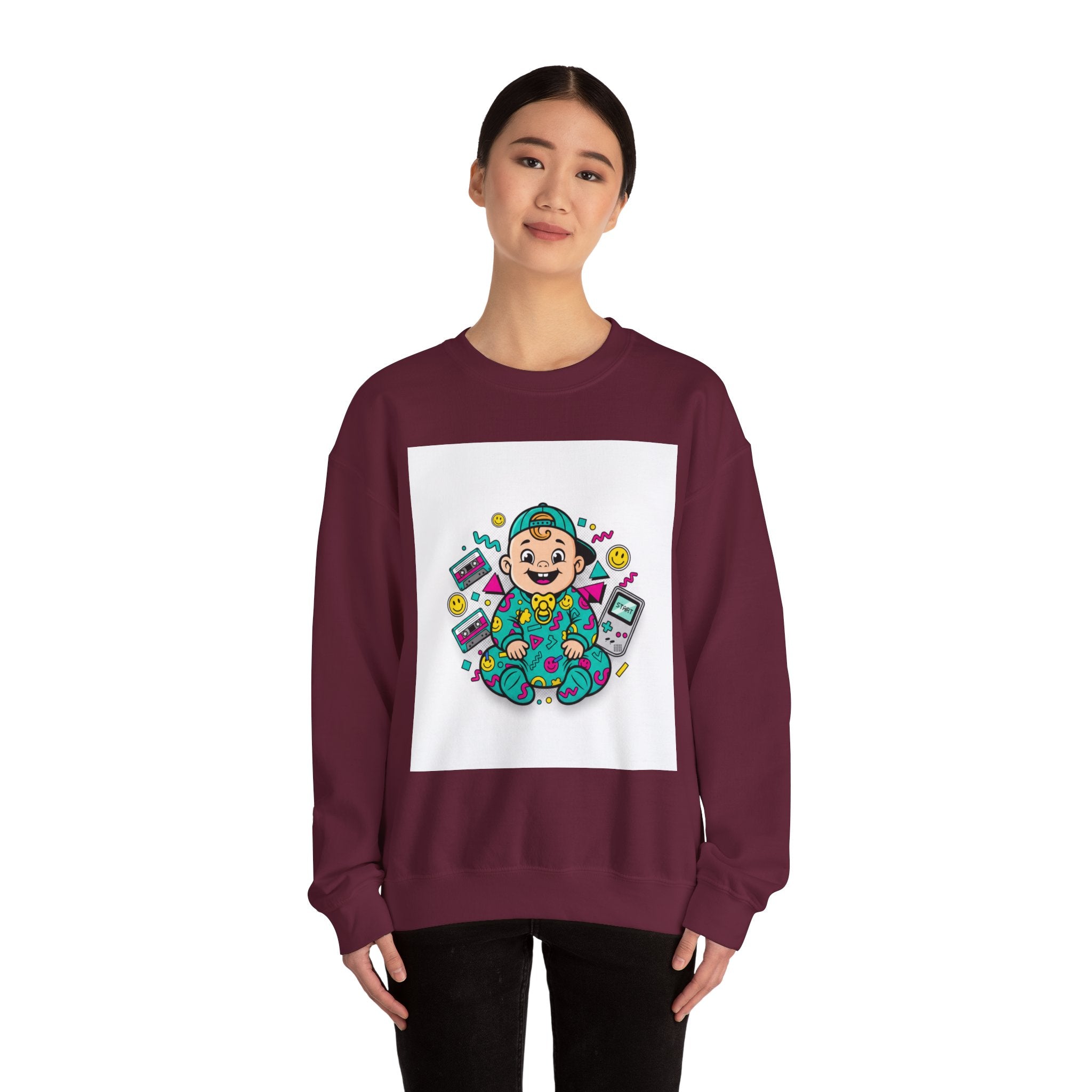 Retro Gamer Baby Crewneck Sweatshirt — Cute Arcade Controller Design
