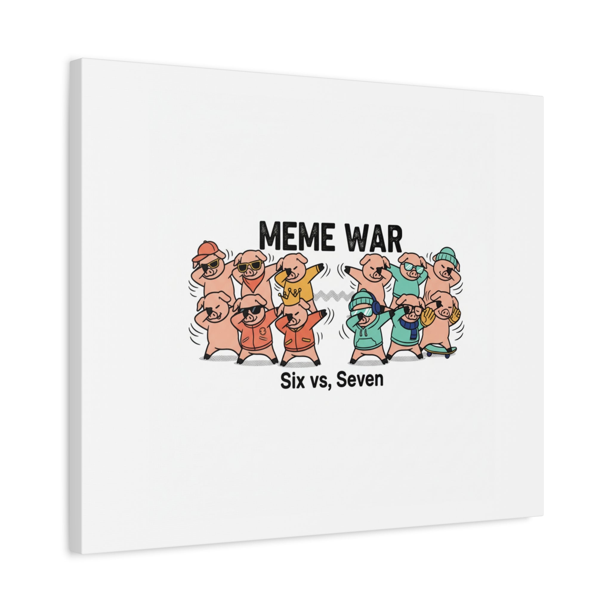 Meme War: Six vs. Seven Canvas Wall Art