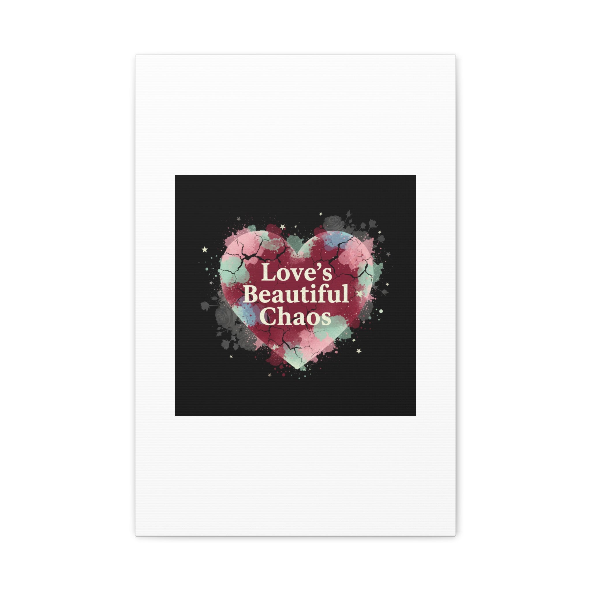 Love's Beautiful Chaos Canvas Print | Soft Grunge Hearts, Distressed Heart Art