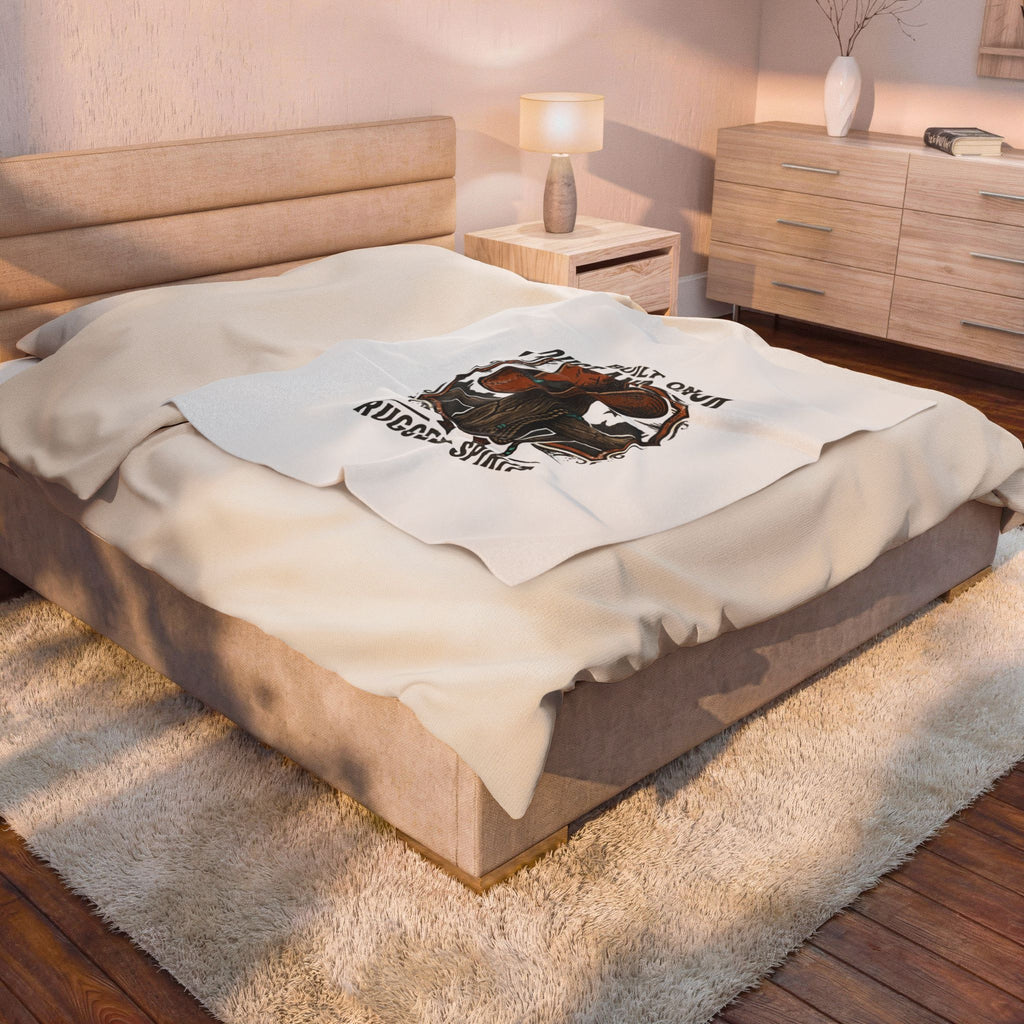 Built on Dust and Honor Velveteen Blanket | Western cowboy, rugged spirit, vintage Americana