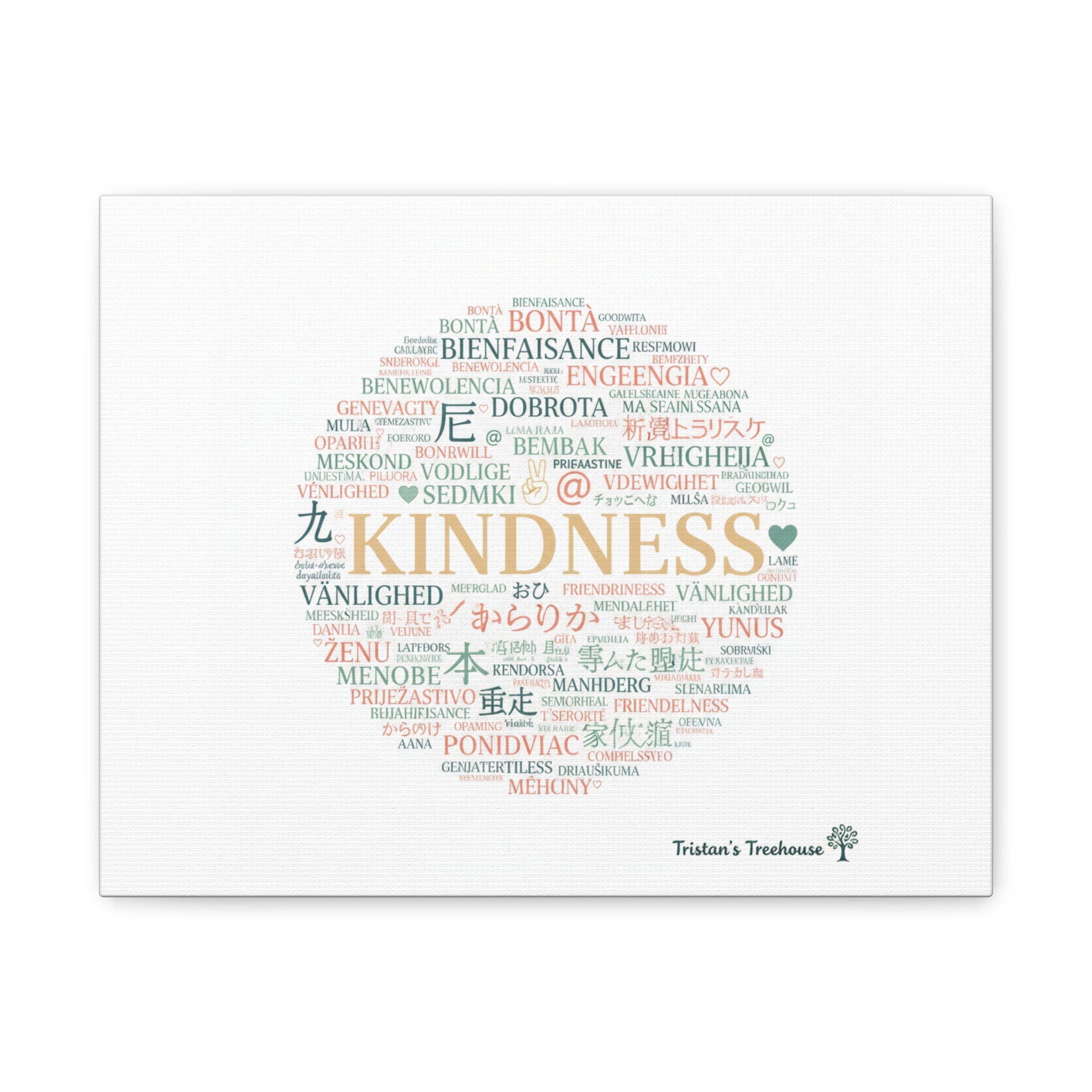 Kindness Word Cloud Canvas | Fresh Start Minimalist Wall Art