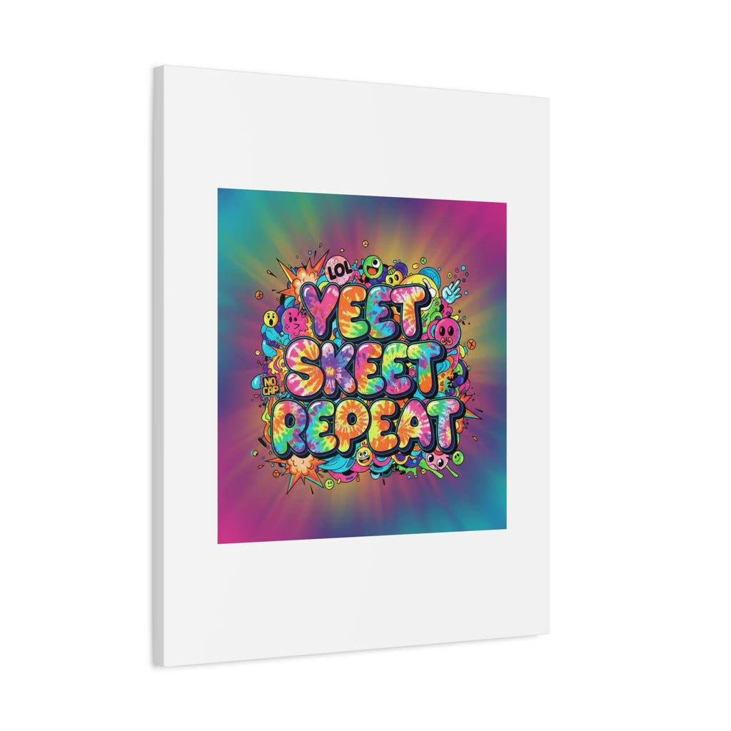 Yeet Skeet Repeat Canvas | Slogan & Glitch Graphic, Meme Phrase Wall Art