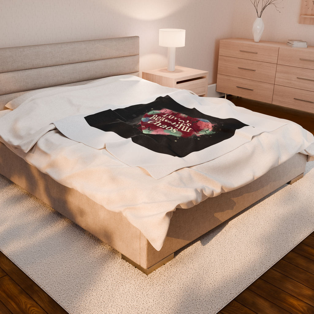 Love's Beautiful Chaos Velveteen Blanket | Soft Grunge Hearts, Distressed Heart Collage