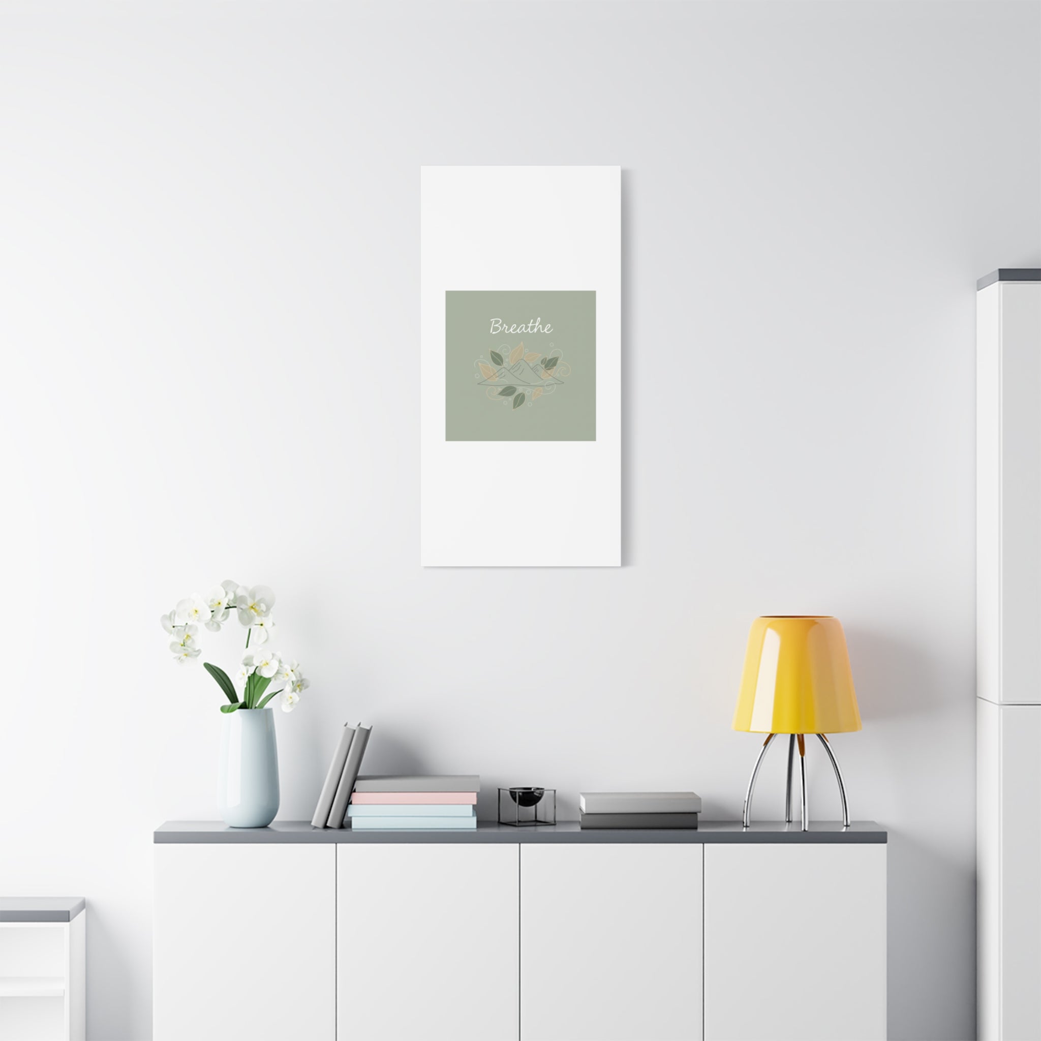 Breathe Mountain Line Canvas | Nature Symbols, Minimal Forest Wall Art