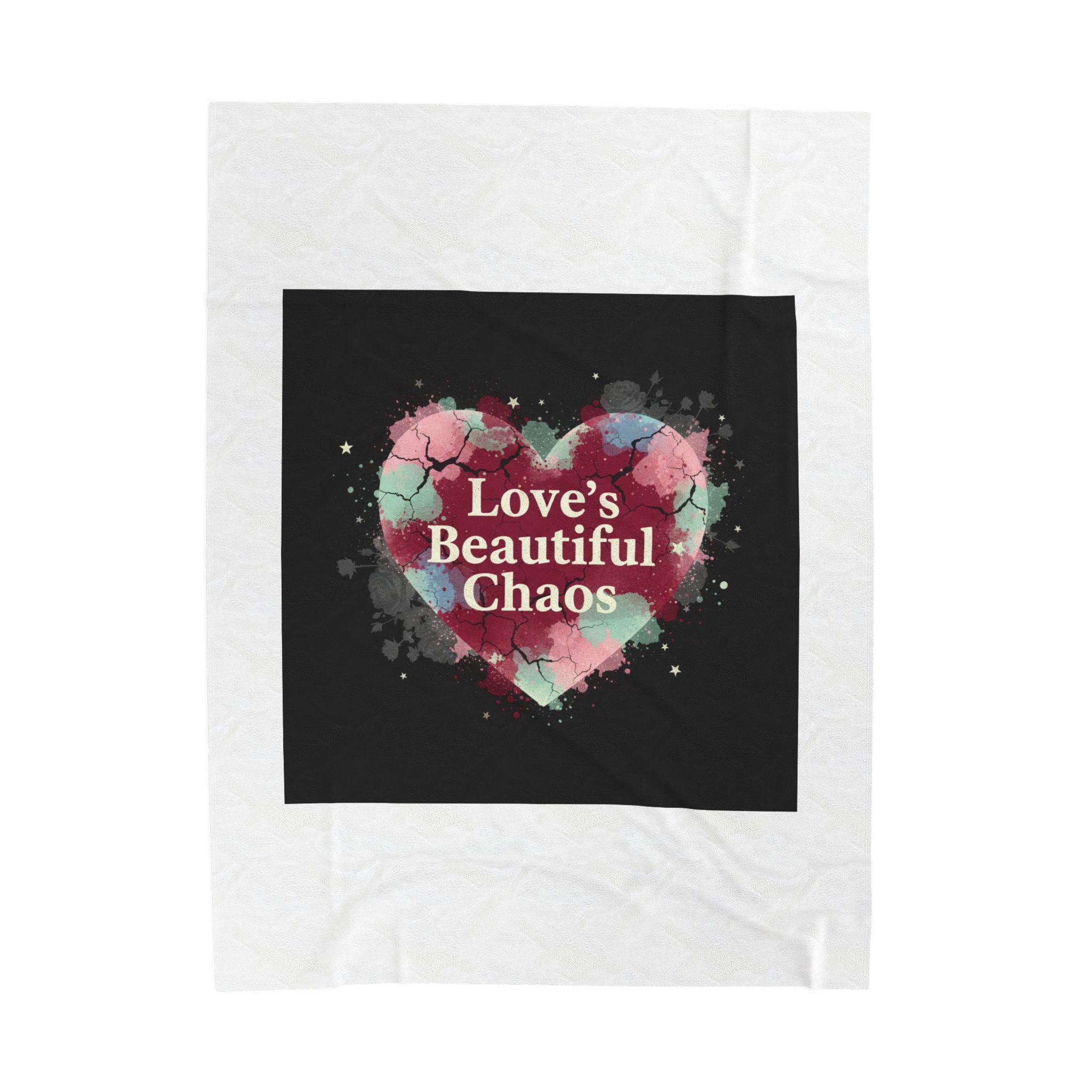 Love's Beautiful Chaos Velveteen Blanket | Soft Grunge Hearts, Distressed Heart Collage