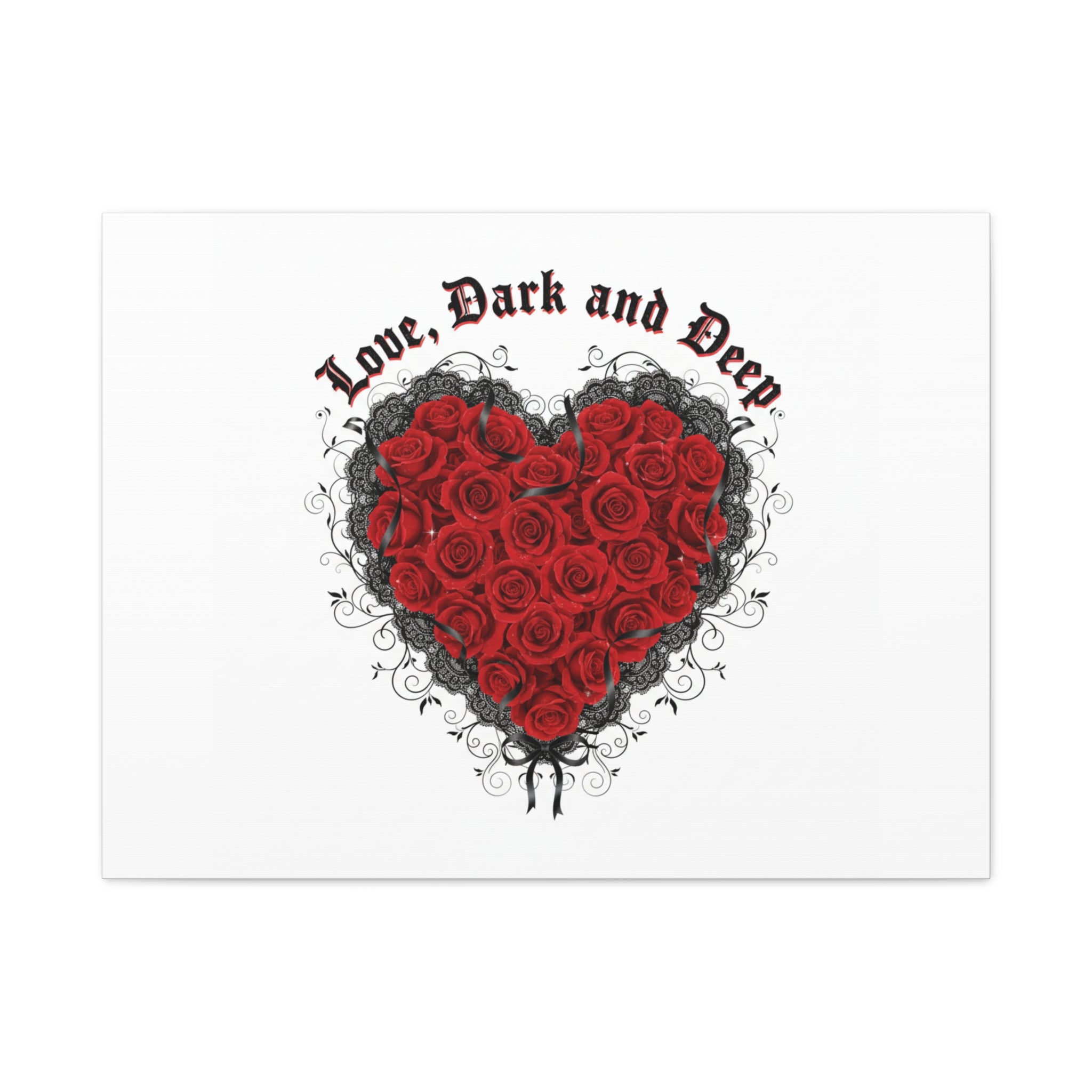 Love Dark and Deep Heart Canvas, Nu Romantic Gothic Romance, 80s Nostalgia