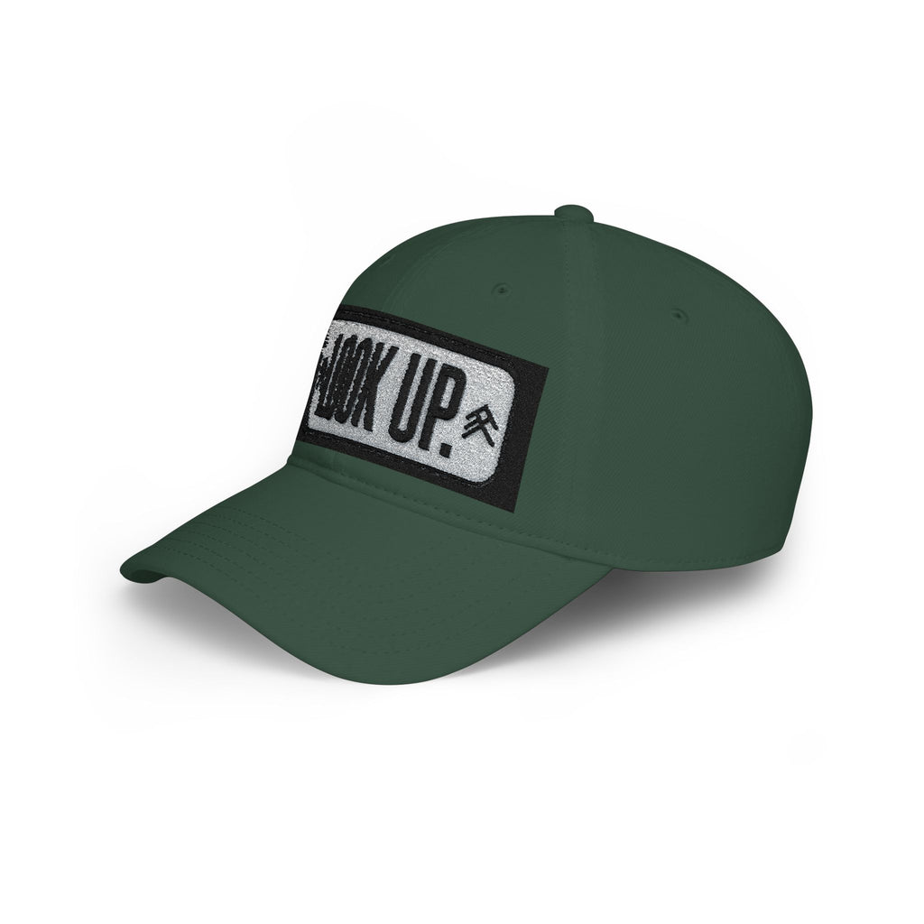 LOOK UP Patch Baseball Cap — Motivational Low-Profile Red Hat
