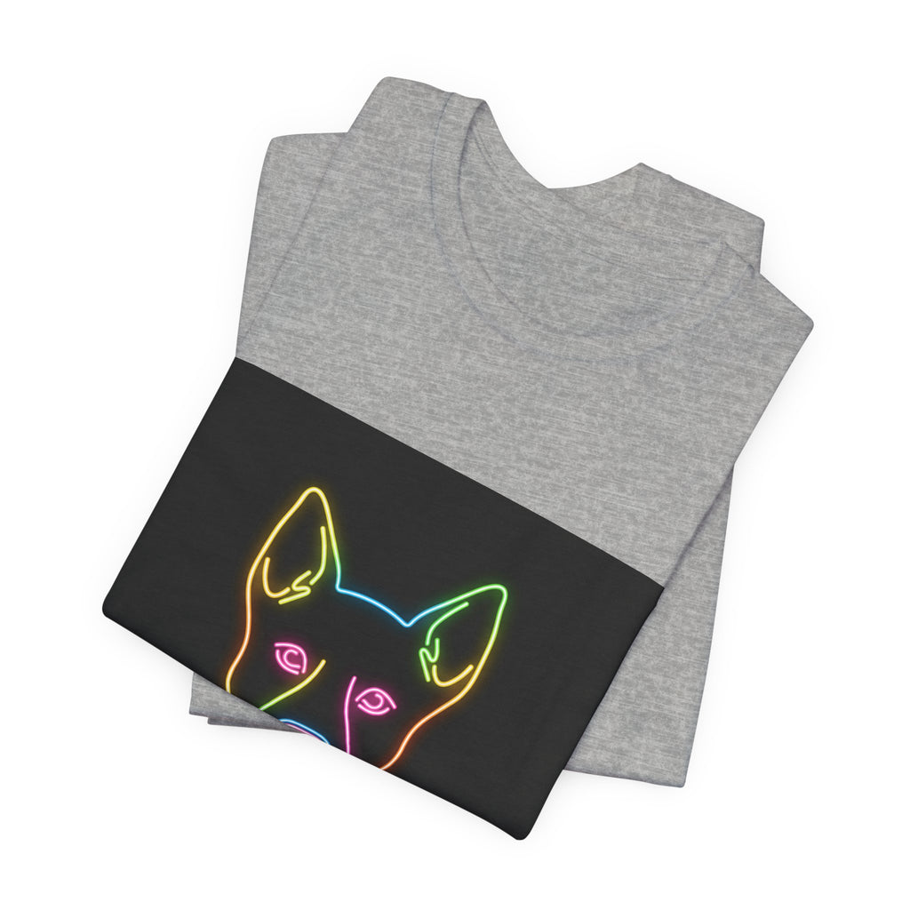 Neon Dog Face Tee — "Woof" Graphic T-Shirt