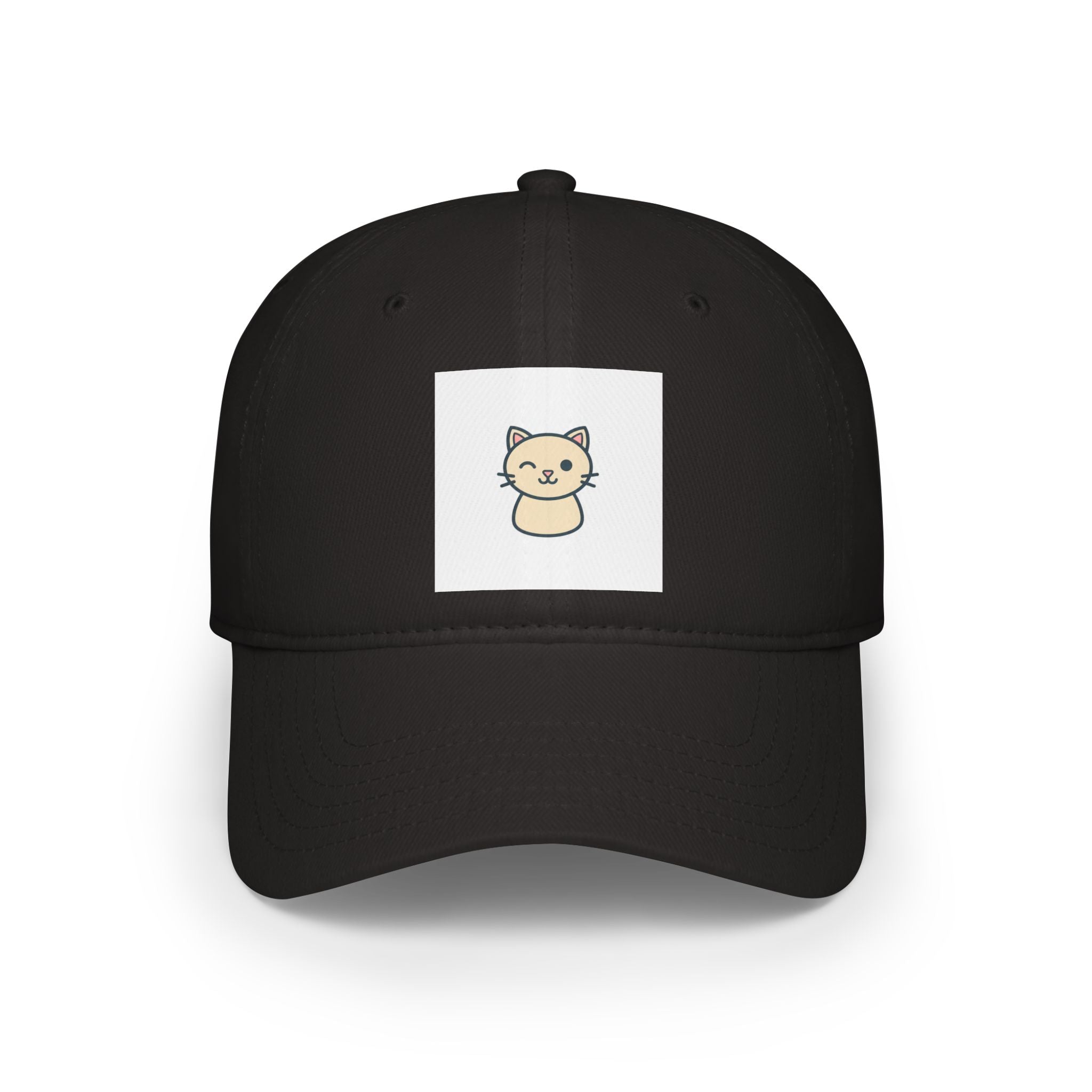 Cute Cat Patch Baseball Cap — Minimalist Kitten Embroidered Hat