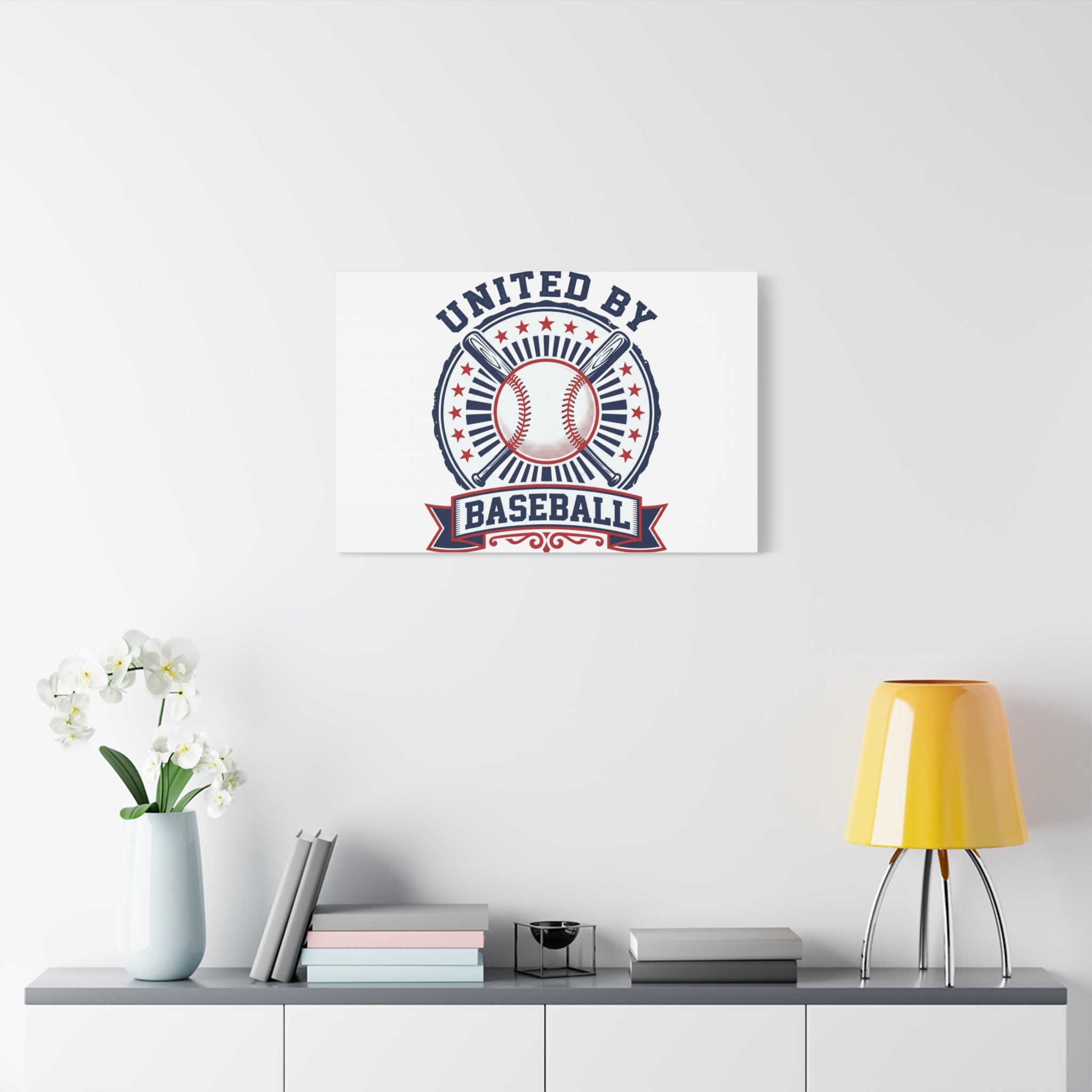 United by Baseball Canvas | Patriotic Baseball Graphic, Red White Blue Wall Art