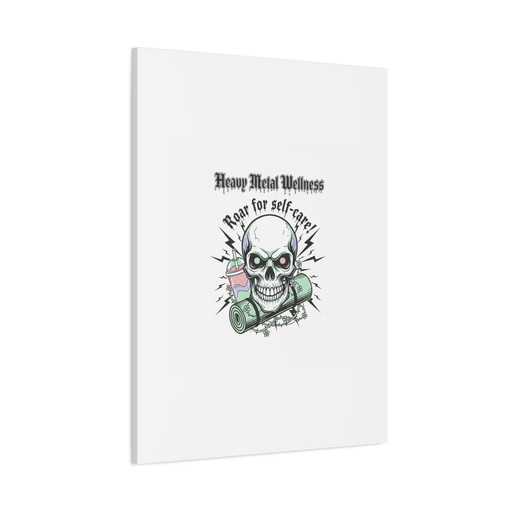 Roar for Self-Care Skull Canvas | heavy metal wellness, gothic wellness quote