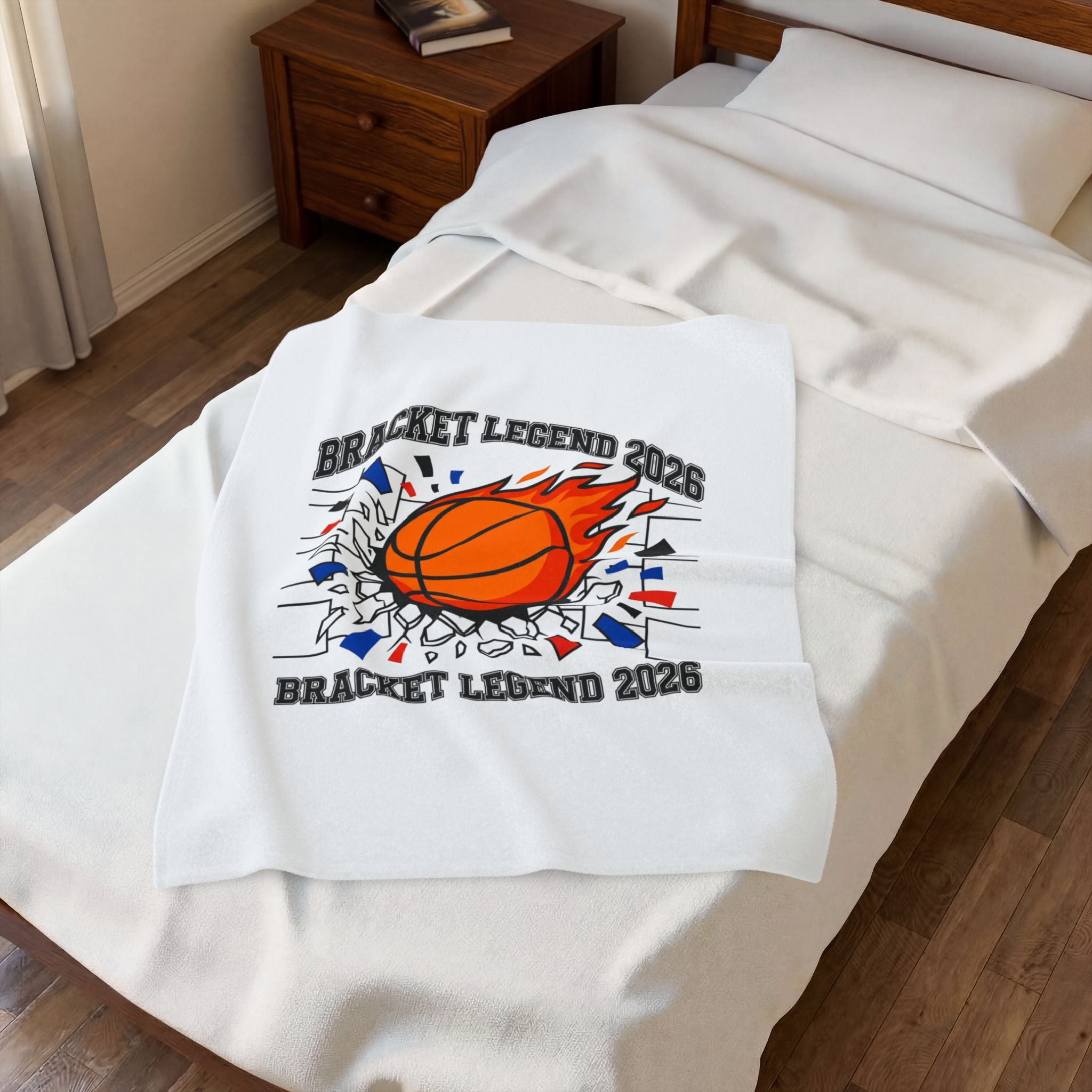 Bracket Legend 2026 Velveteen Blanket | College Tournament, Basketball Hoops