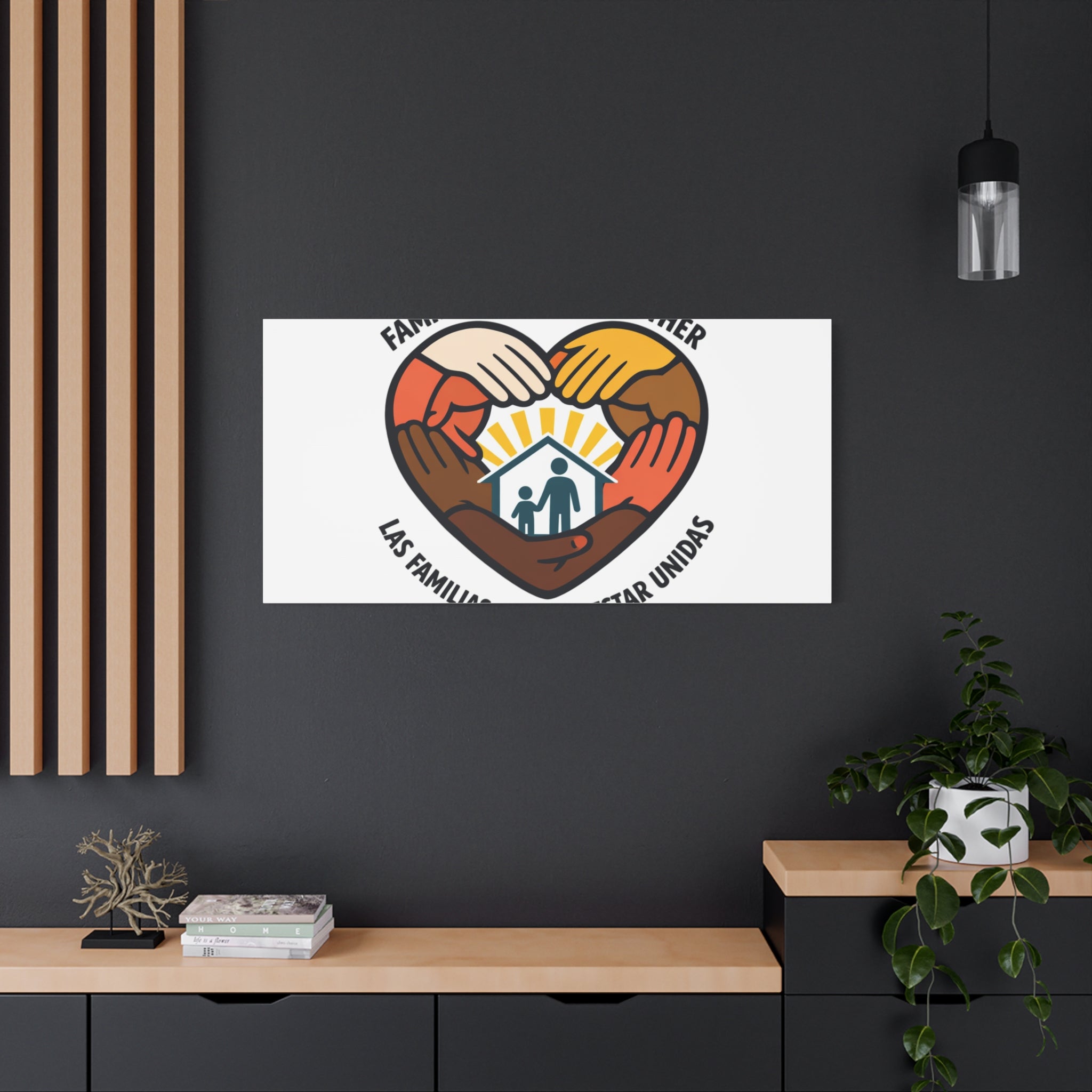 Families Belong Together Canvas, family unity solidarity, bilingual inclusive decor