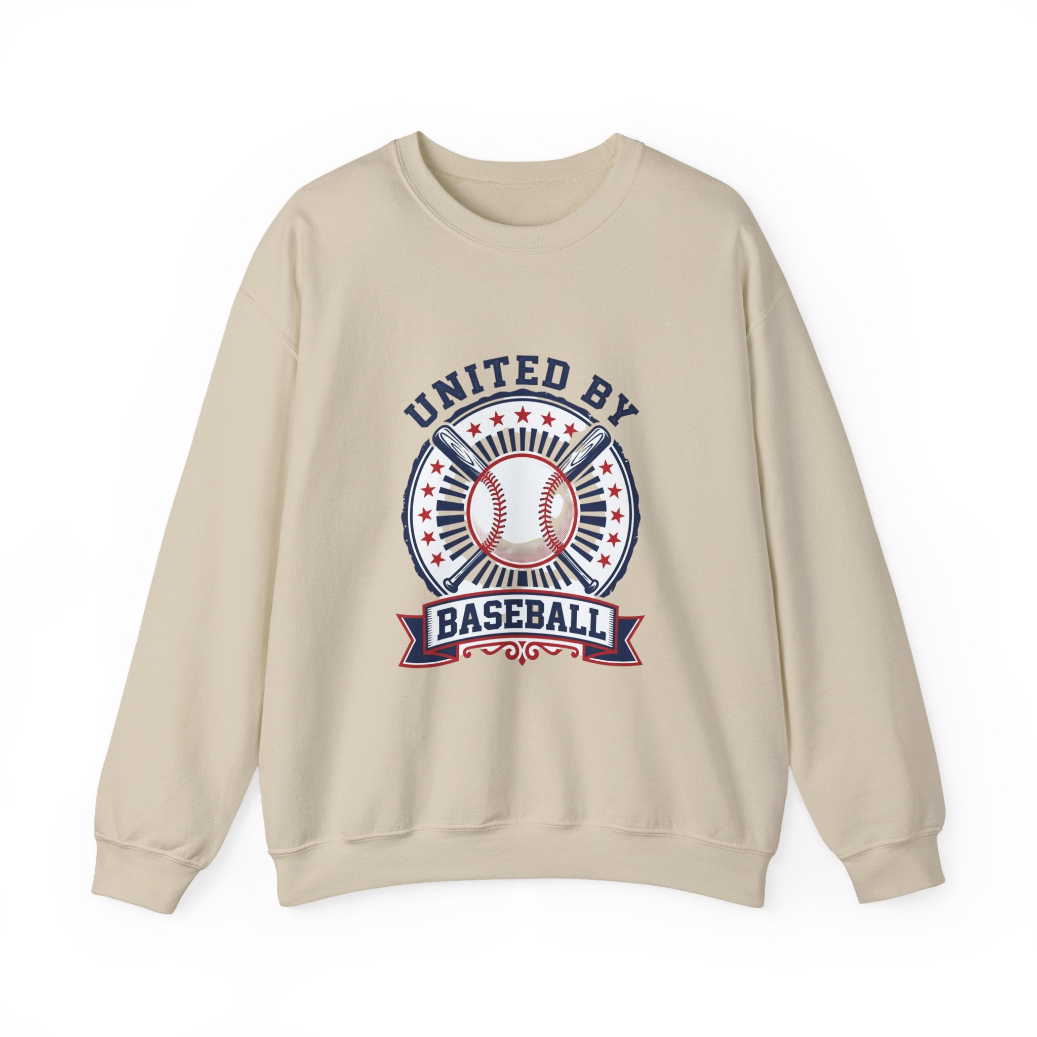 United by Baseball Crewneck Sweatshirt | Patriotic Baseball Graphic, Vintage Red White Blue