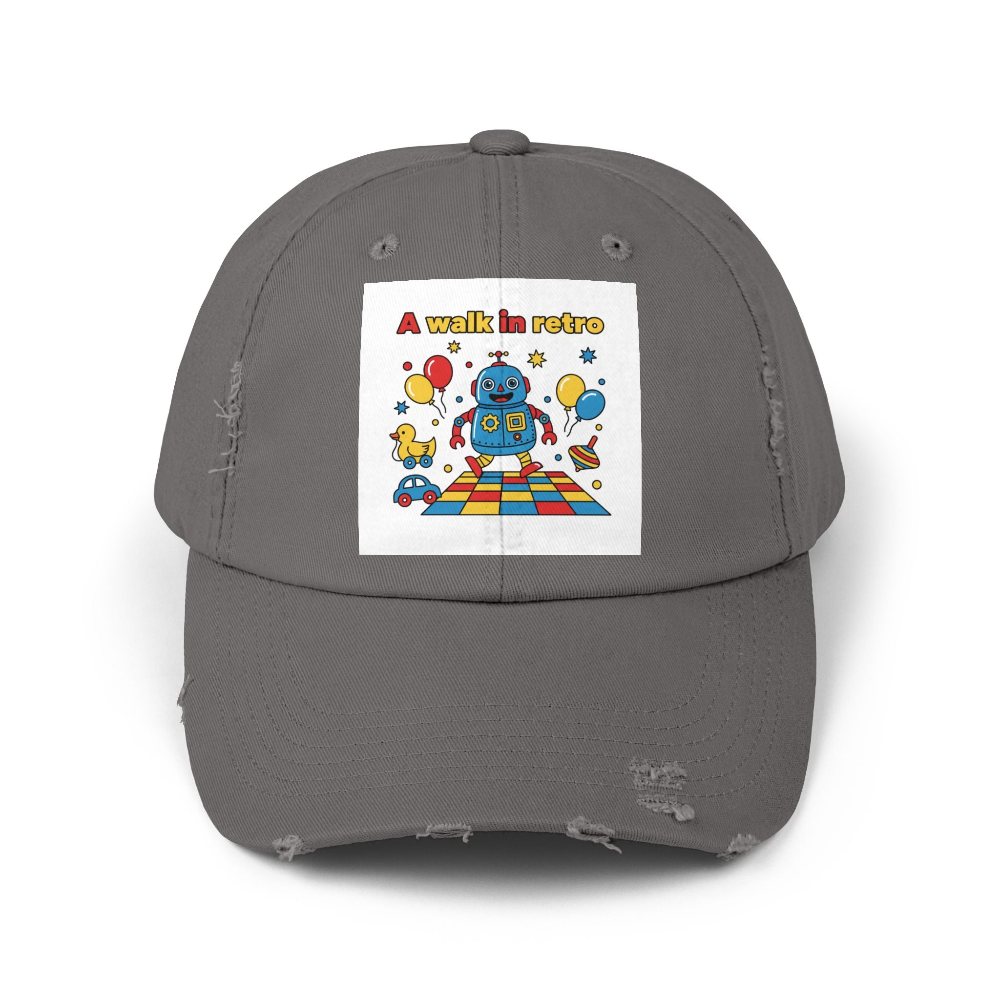 Retro Robot Baseball Cap - "A Walk in Retro" Distressed Patch Hat