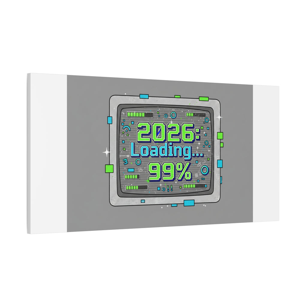 2026 Loading 99% Canvas | NYE countdown, retro system interface