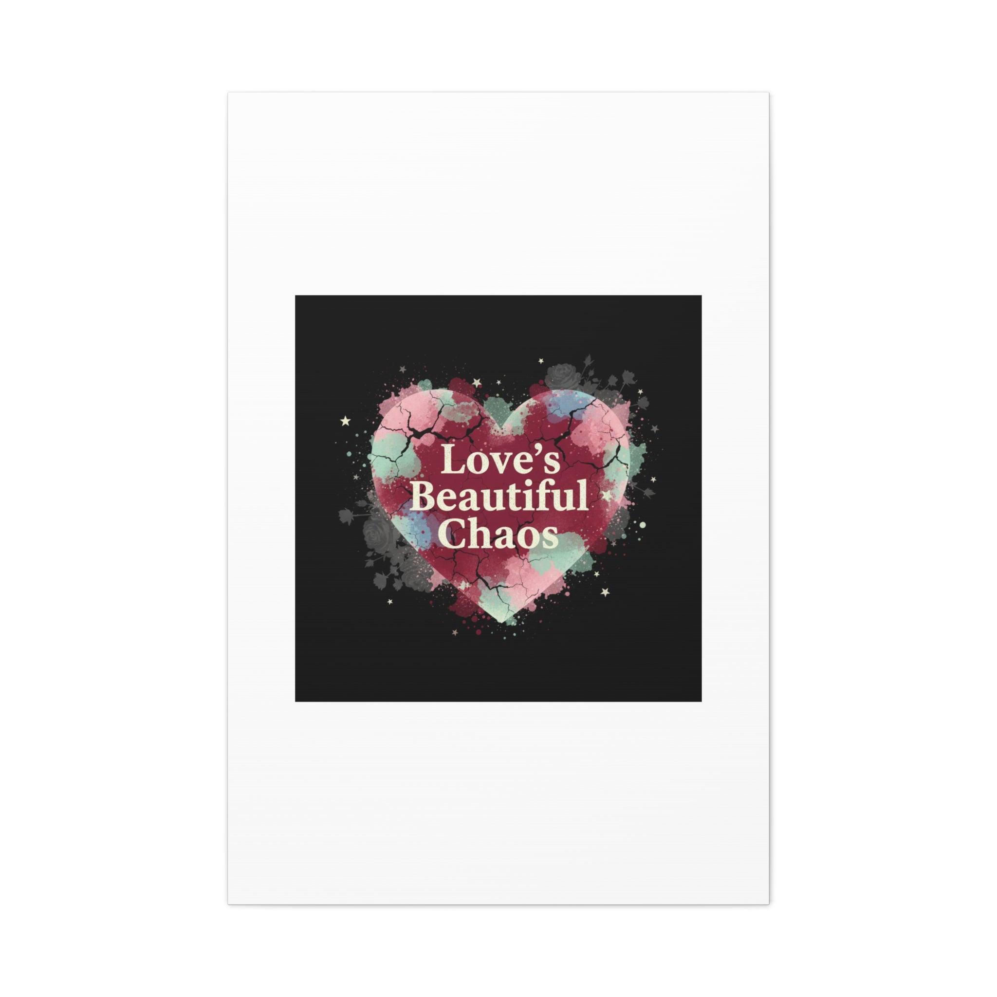 Love's Beautiful Chaos Canvas Print | Soft Grunge Hearts, Distressed Heart Art