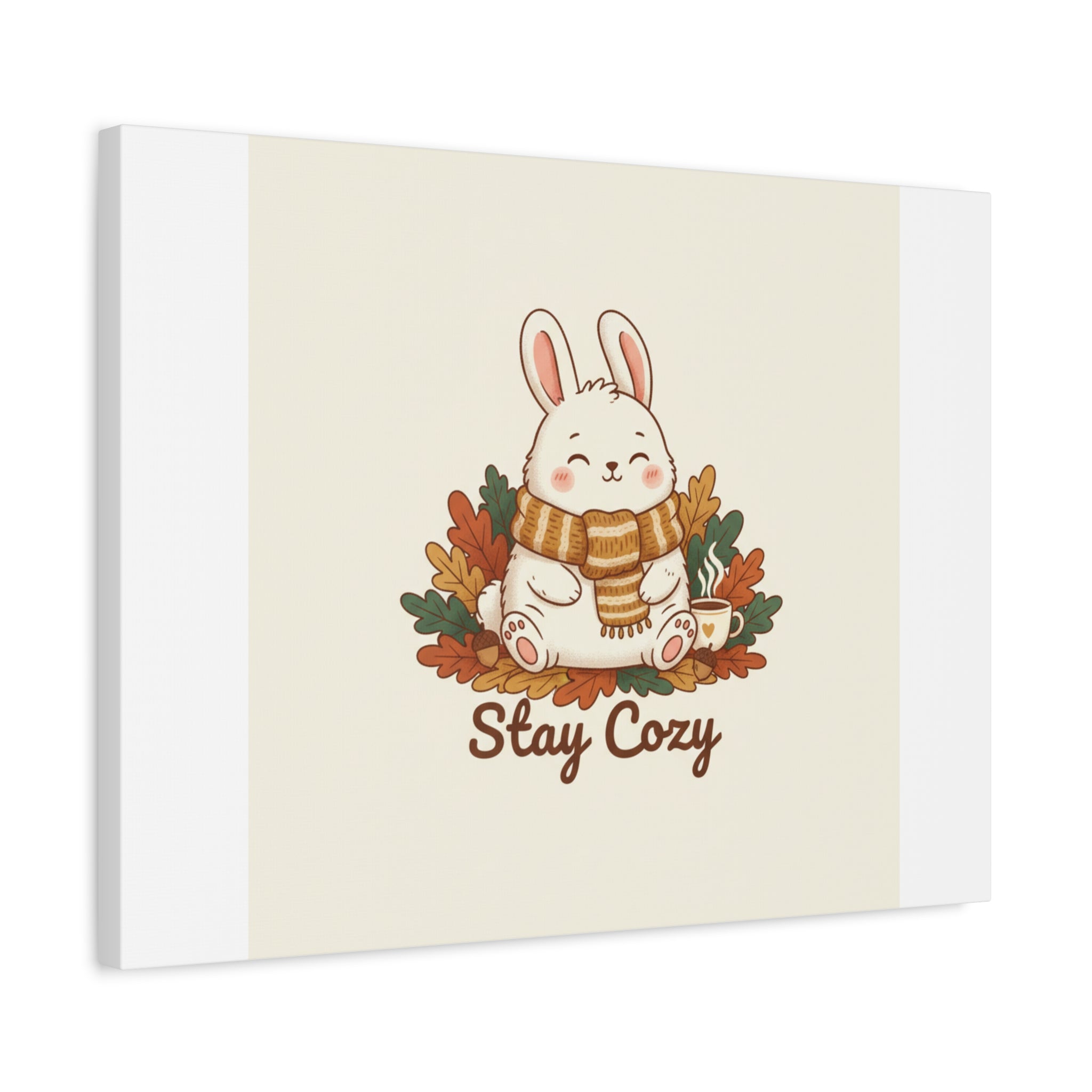Cozy Bunny Illustration Canvas | Cute Critter Winter Forest Art