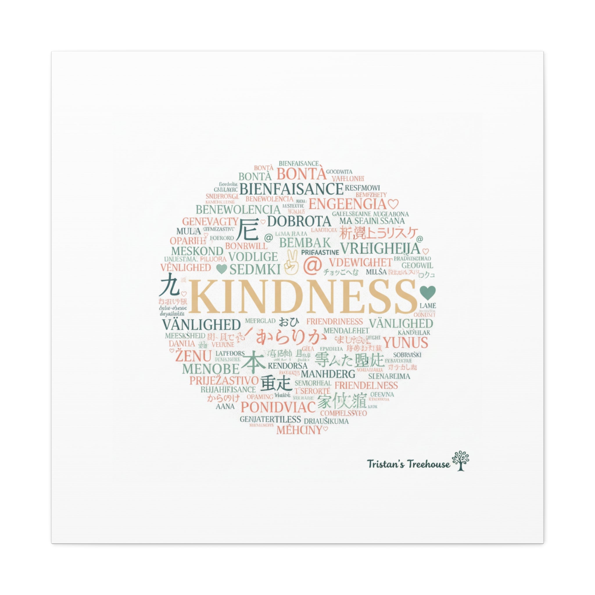 Kindness Word Cloud Canvas | Fresh Start Minimalist Wall Art