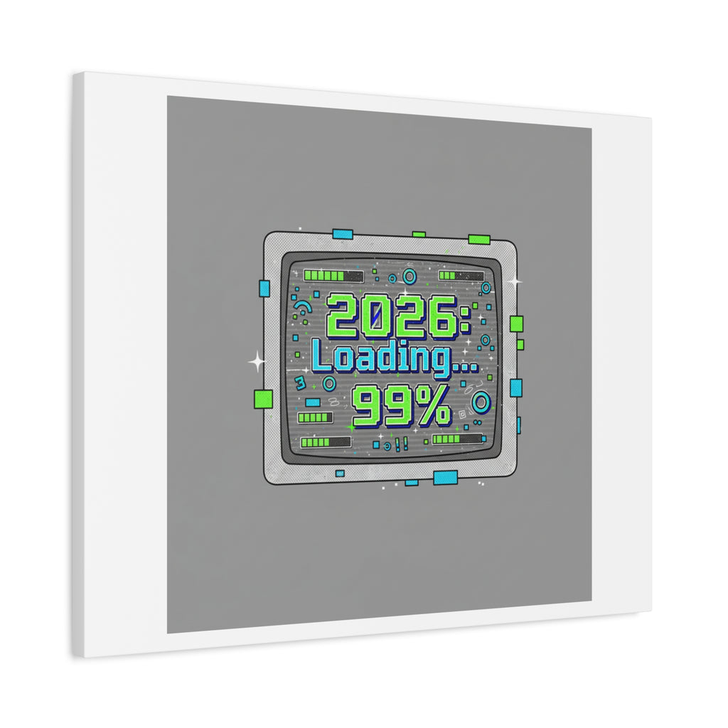 2026 Loading 99% Canvas | NYE countdown, retro system interface