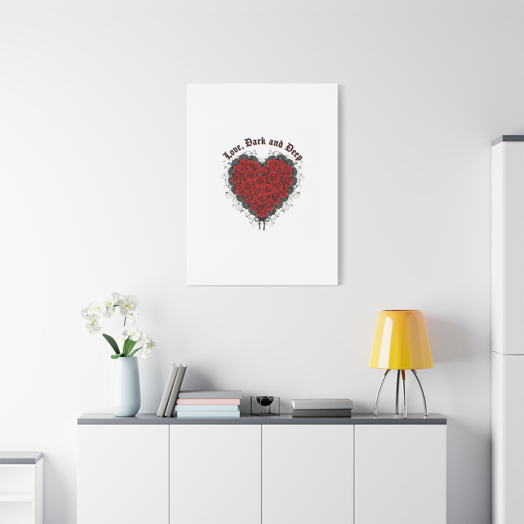 Love Dark and Deep Heart Canvas, Nu Romantic Gothic Romance, 80s Nostalgia