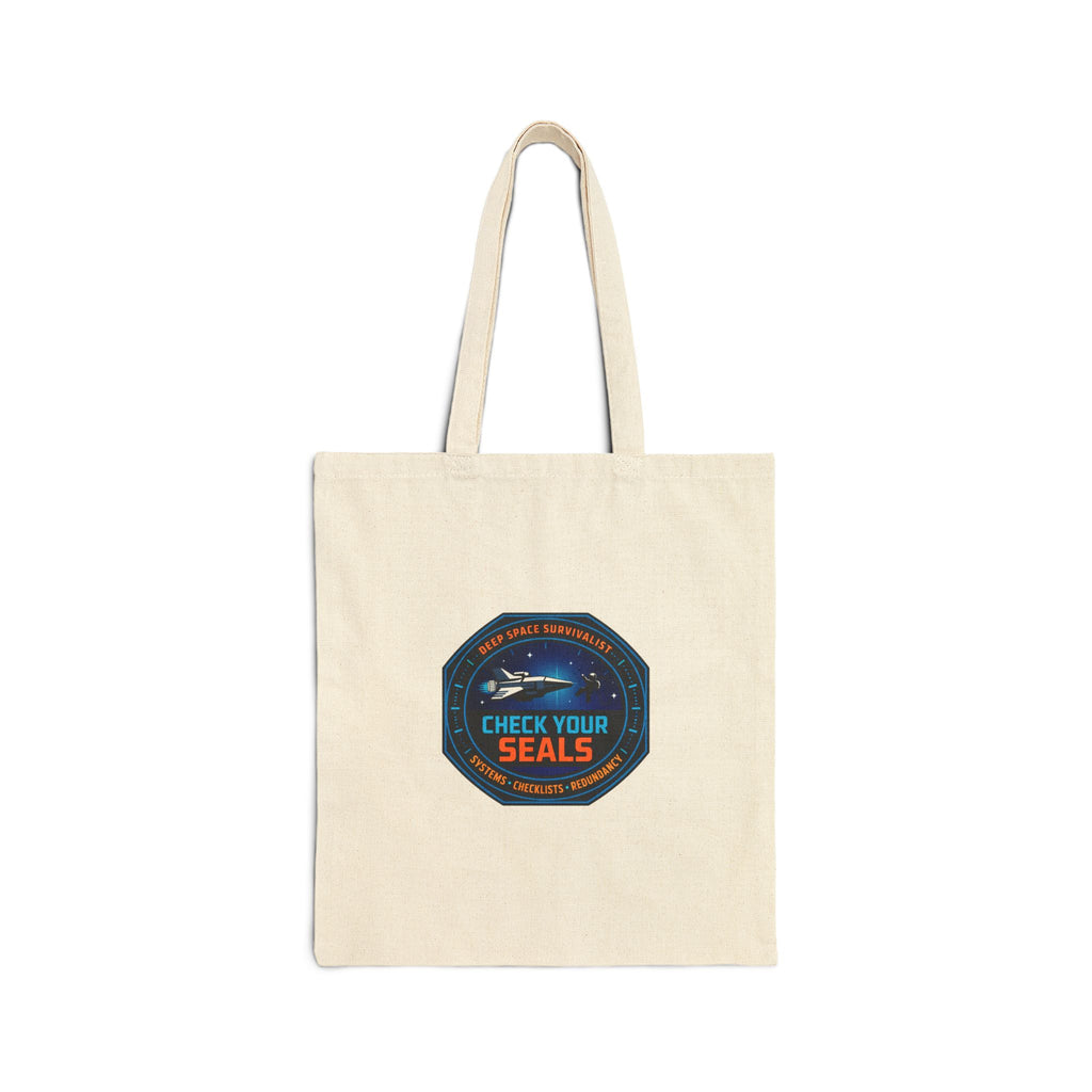 Check Your Seals Mission Patch Tote | hard sci‑fi, space survival, exploration