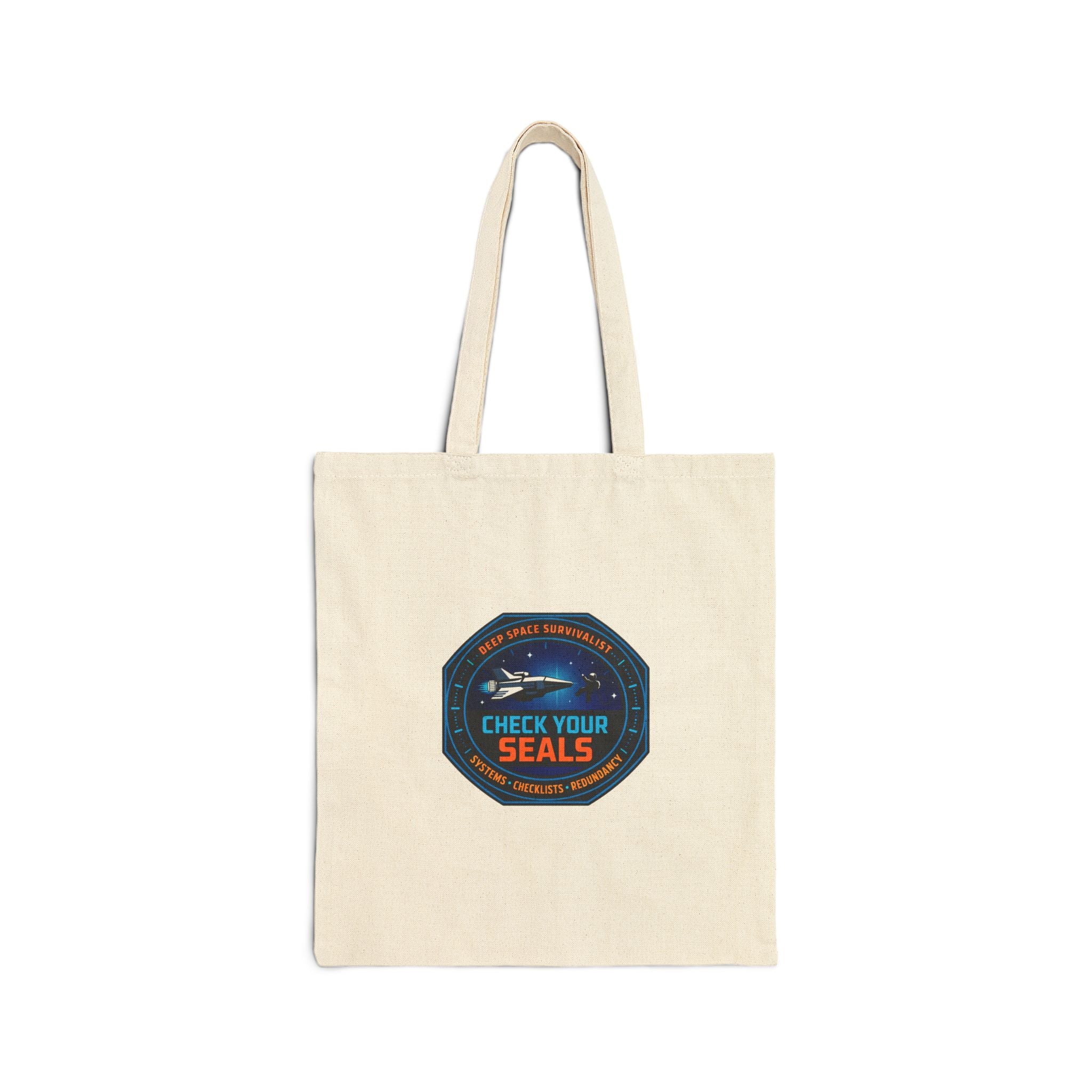 Check Your Seals Mission Patch Tote | hard sci‑fi, space survival, exploration