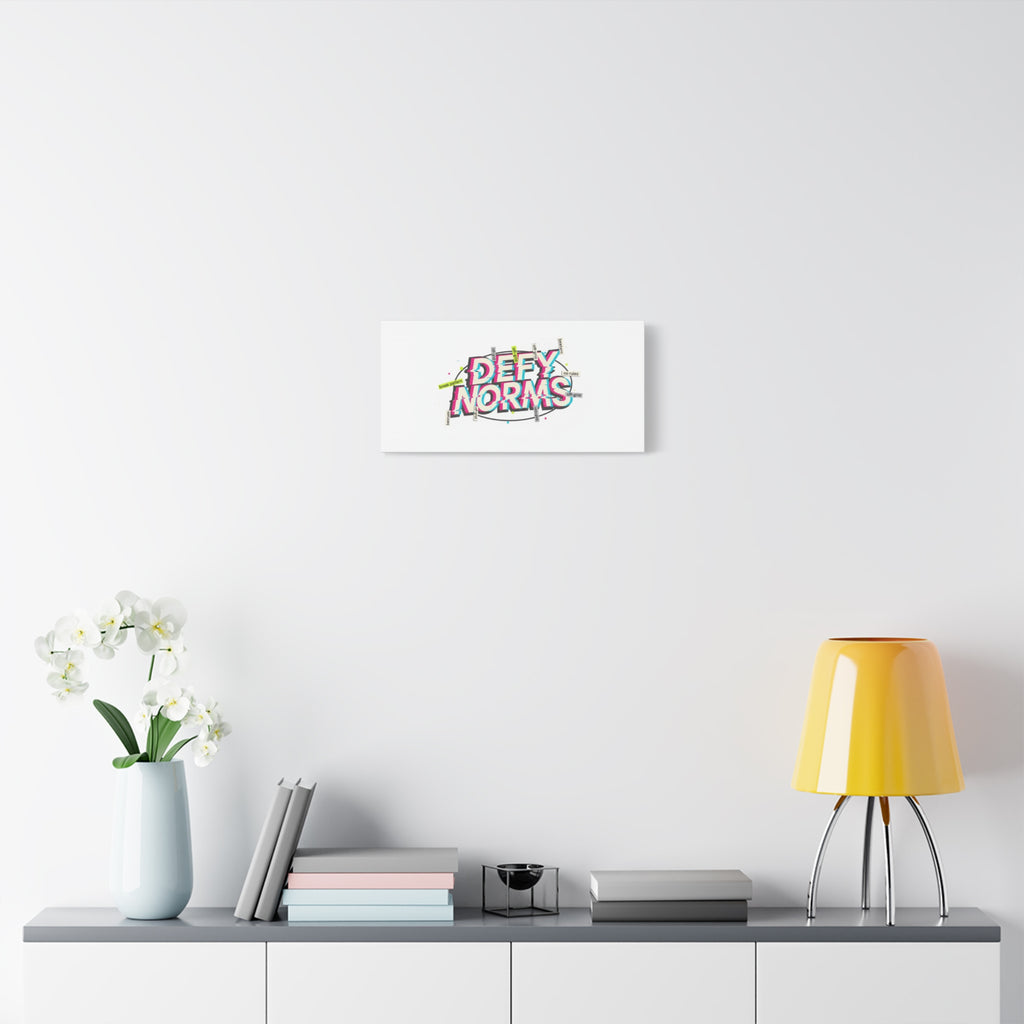 Defy Norms Canvas, Anti-Aesthetic Glitch Typography, Brutalist Poster Style